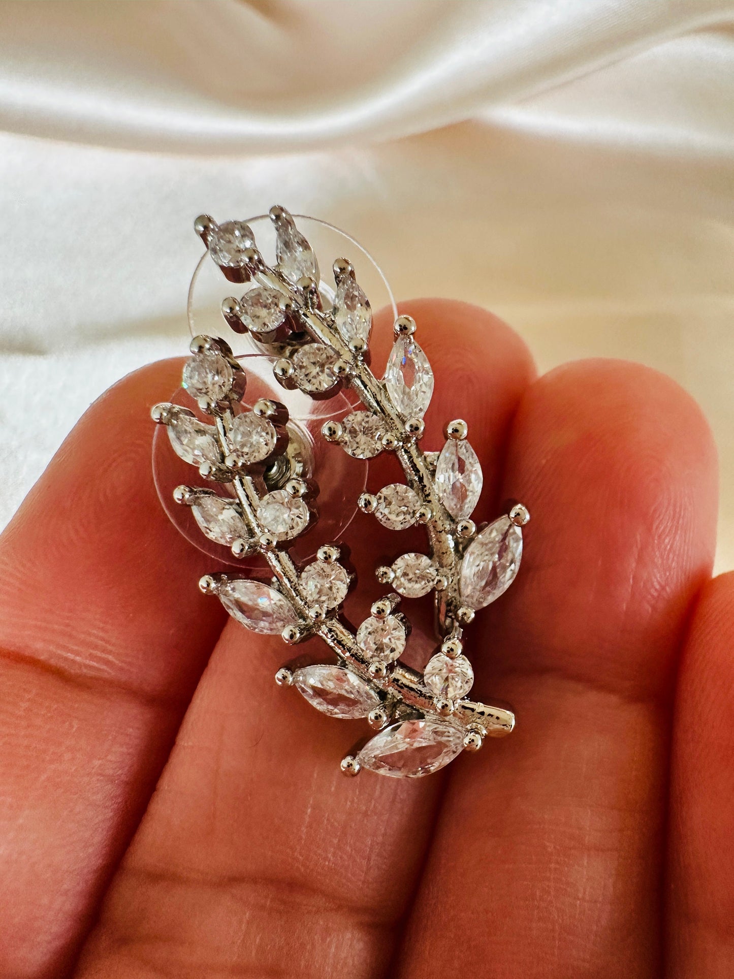 Silver Leaf Stud Earrings: Dainty Brass Jewelry