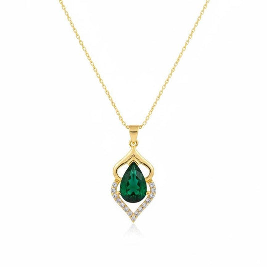 Gold Vermeil Emerald Pendant - Sterling Silver May Birthstone Necklace
