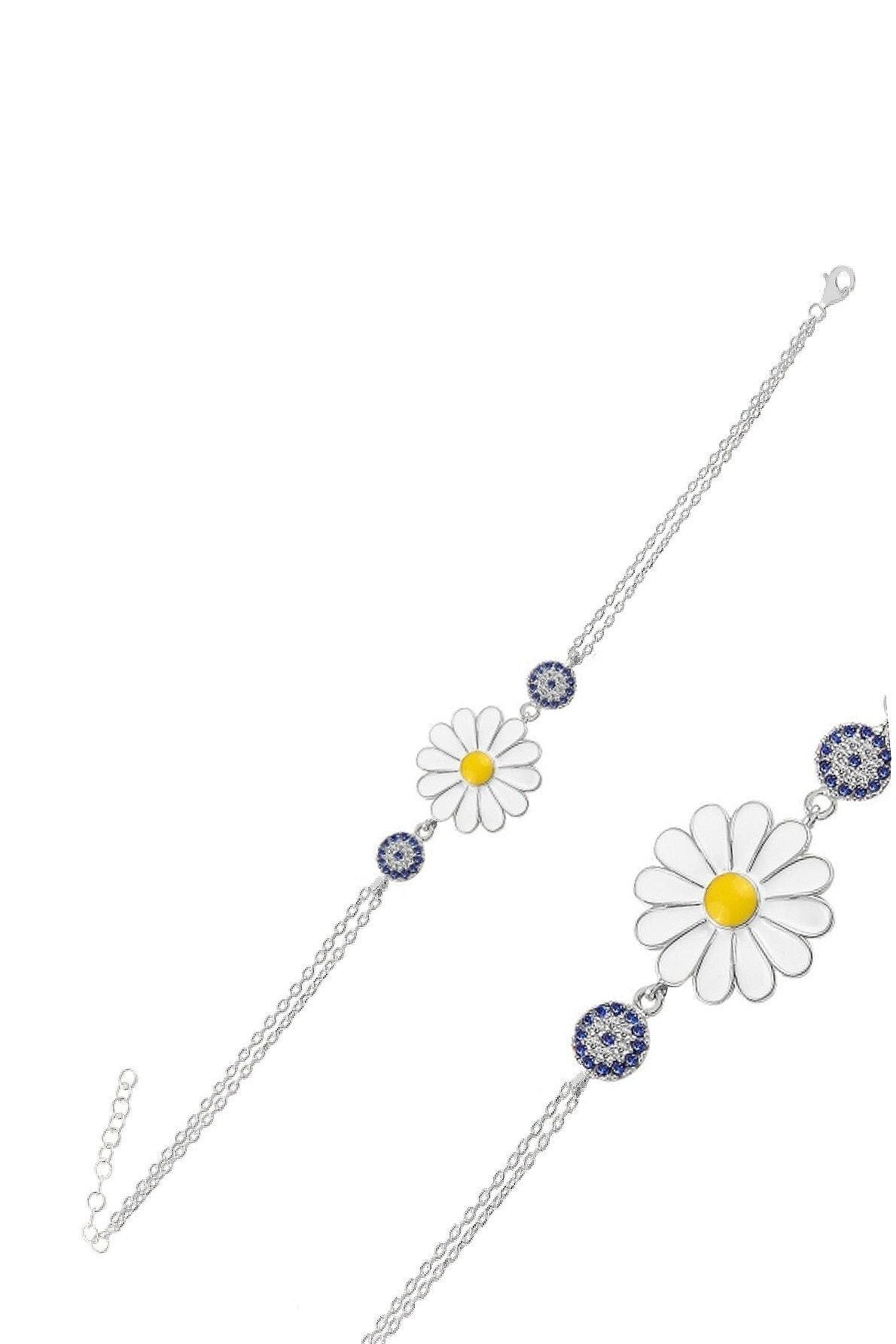 Daisy's Evil Eye Sterling Silver Bracelet - Protection Jewelry Gift