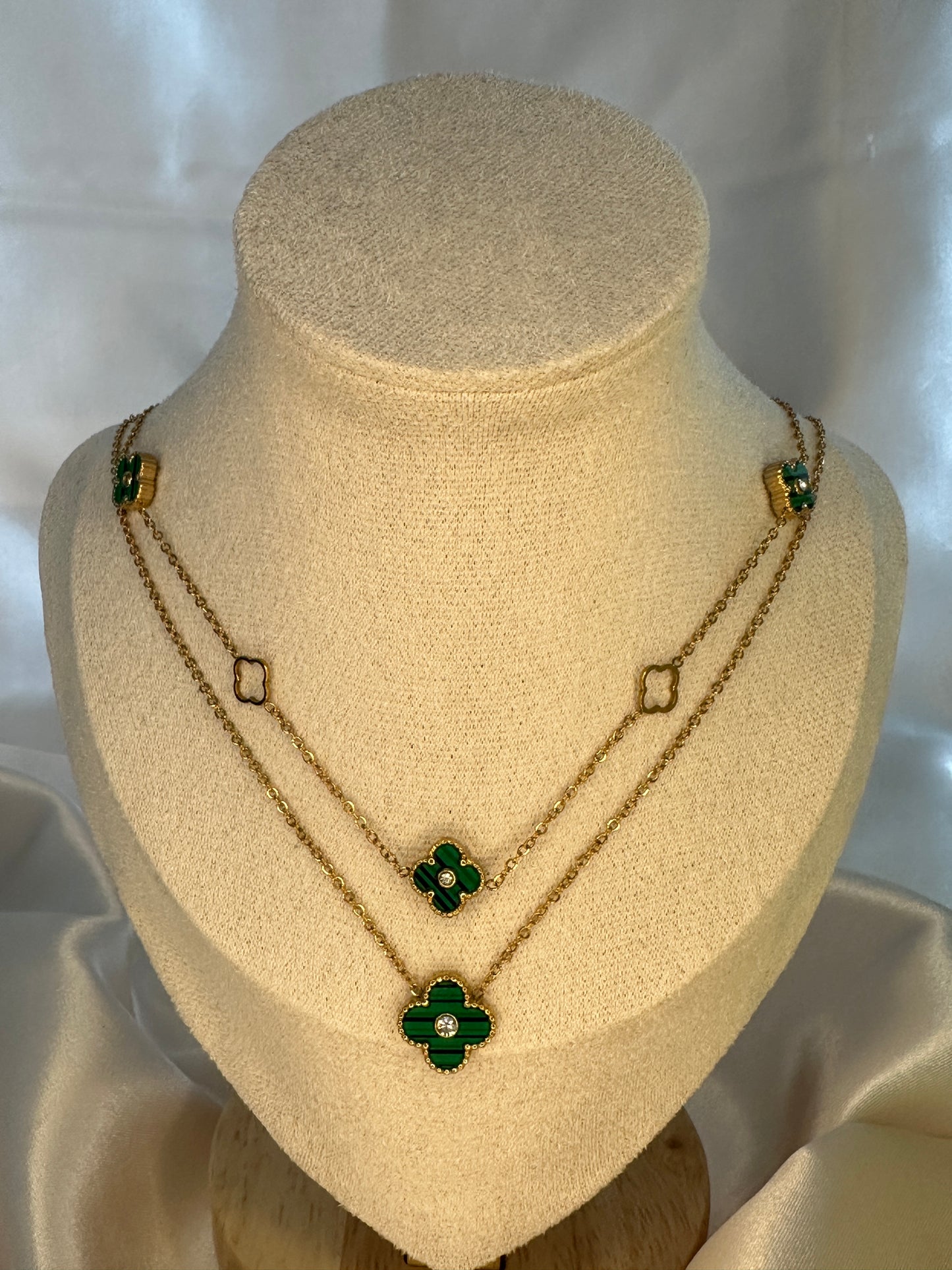Abelia Four Leaf Clover Necklace Emerald