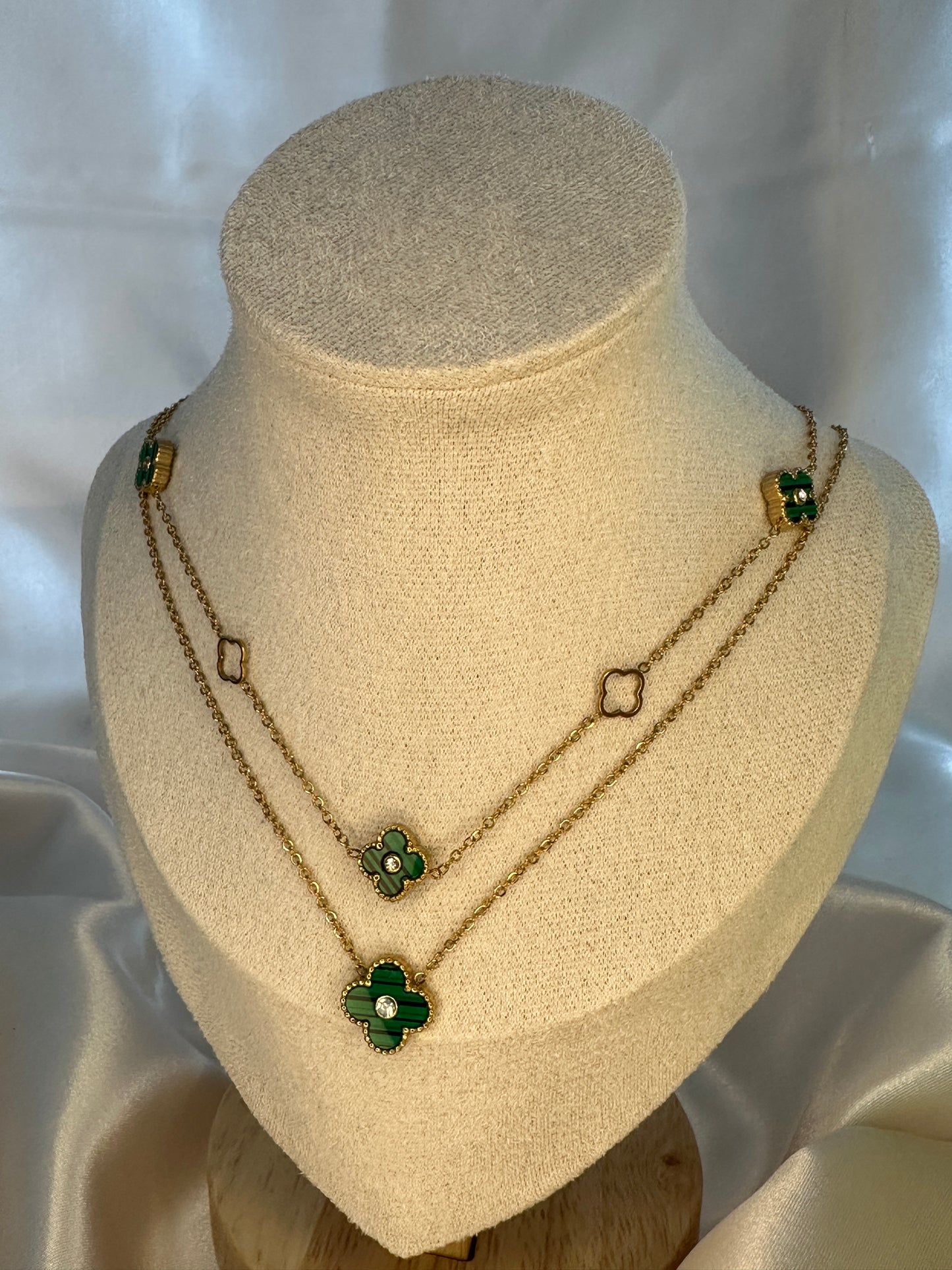 Abelia Four Leaf Clover Necklace Emerald