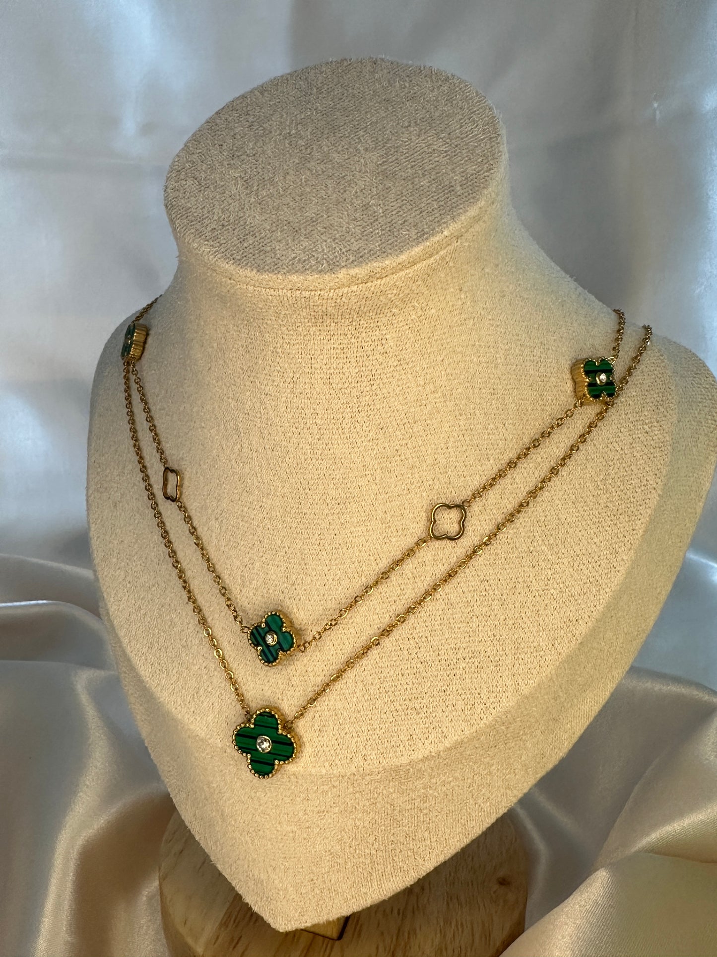 Abelia Four Leaf Clover Necklace Emerald