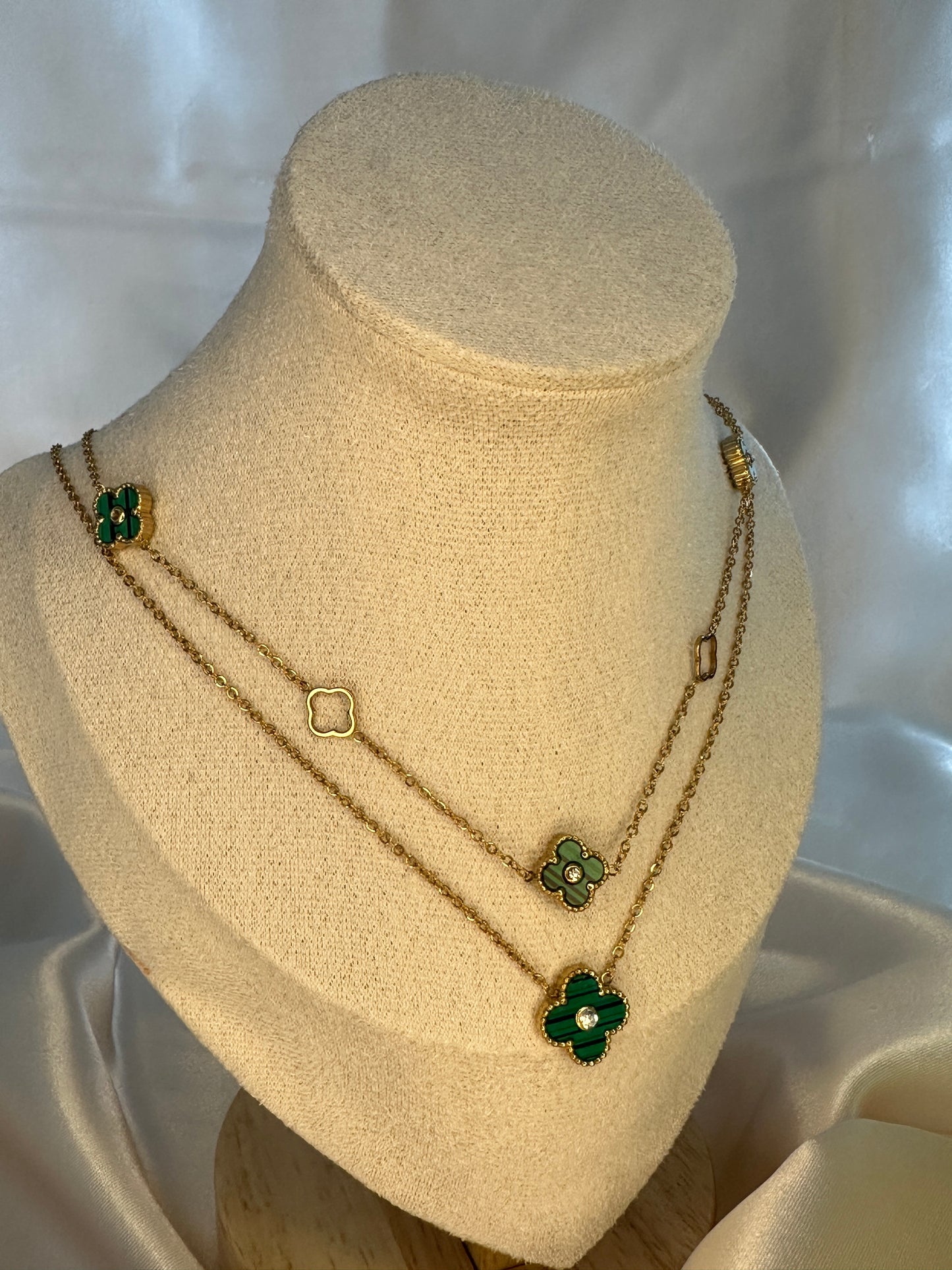 Abelia Four Leaf Clover Necklace Emerald