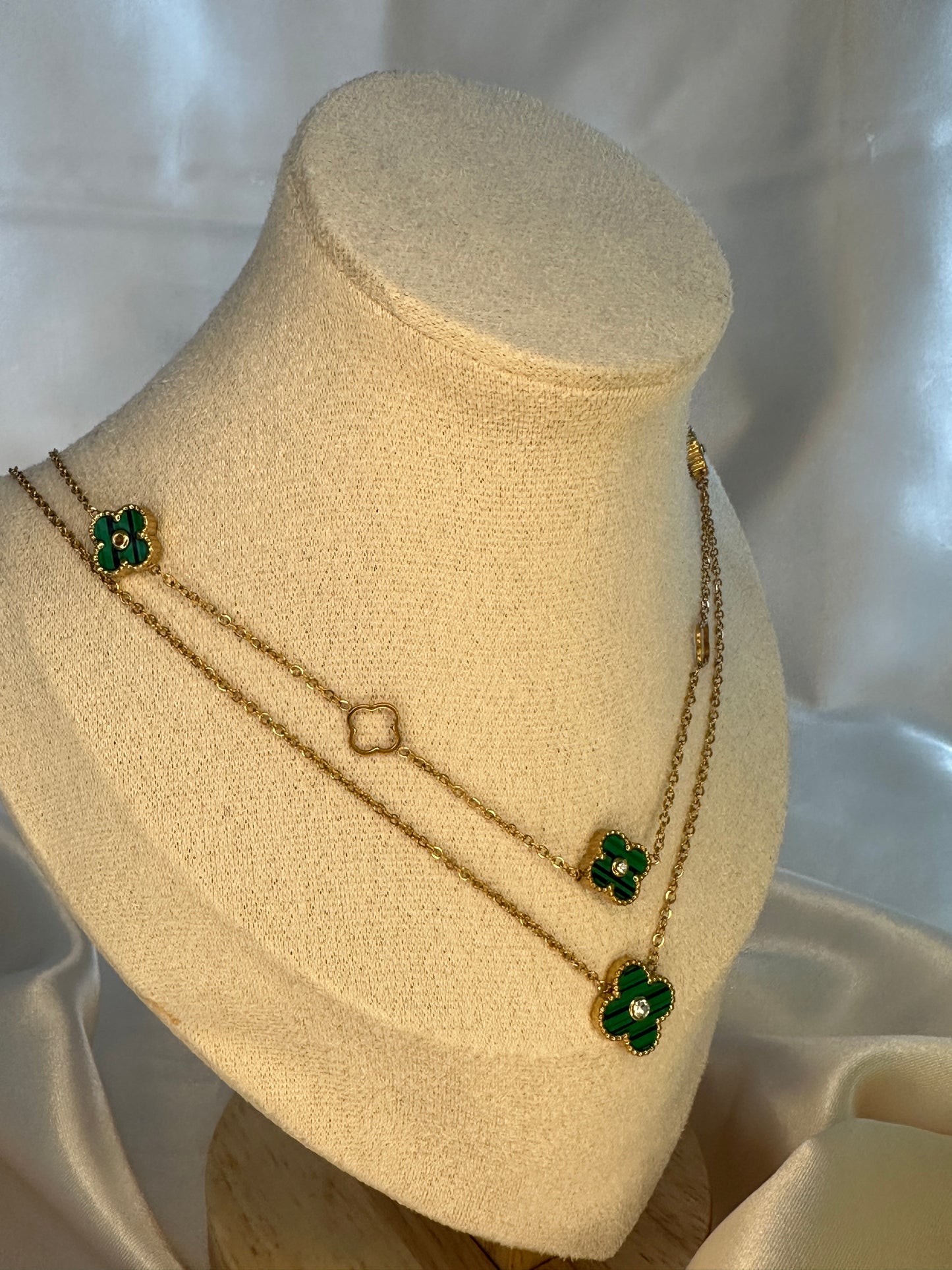 Abelia Four Leaf Clover Necklace Emerald