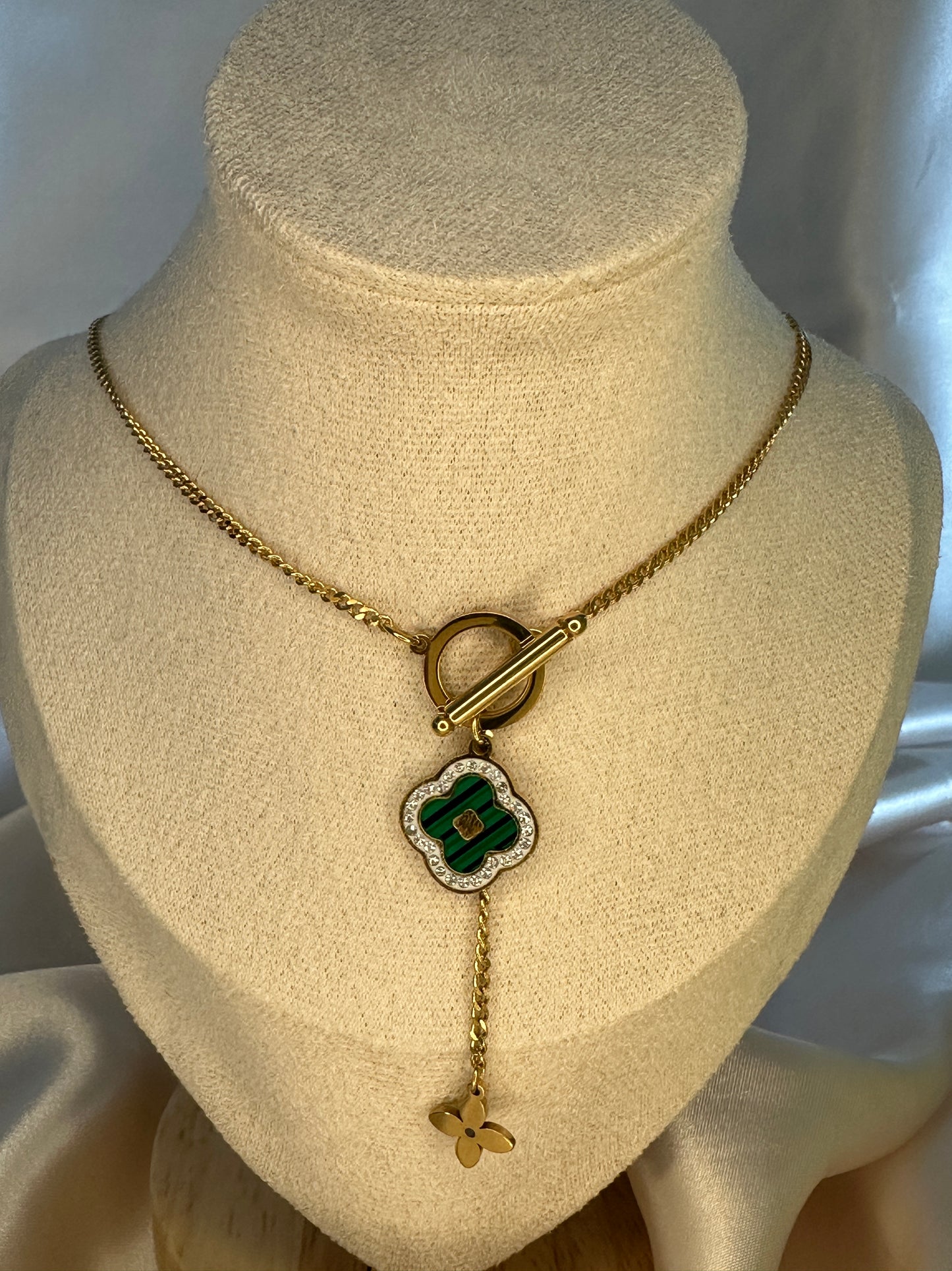 Aphra Four Leaf Clover Necklace Emerald