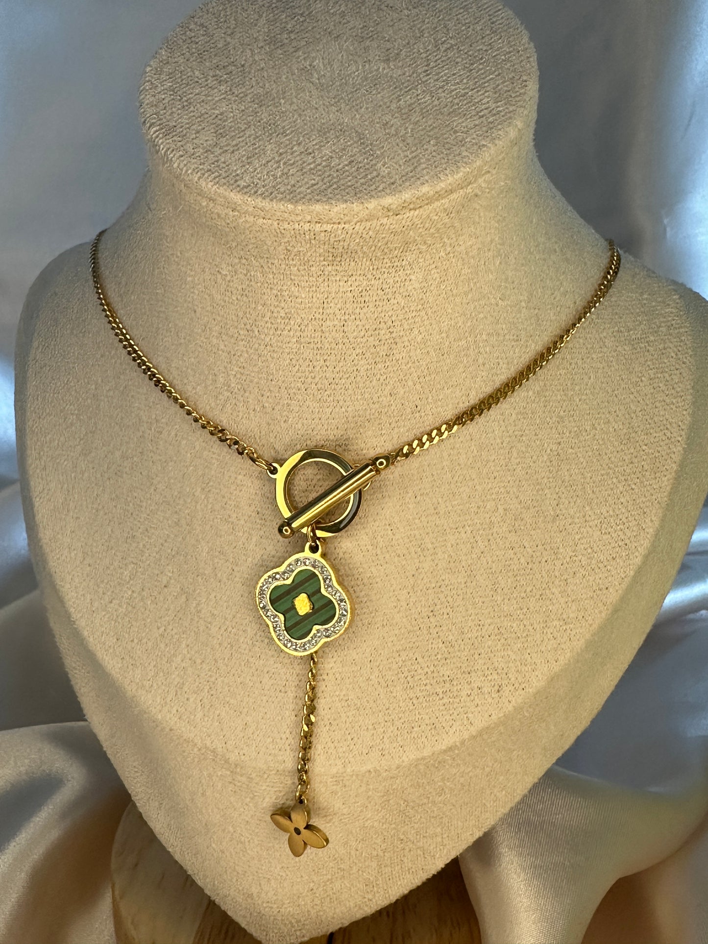 Aphra Four Leaf Clover Necklace Emerald