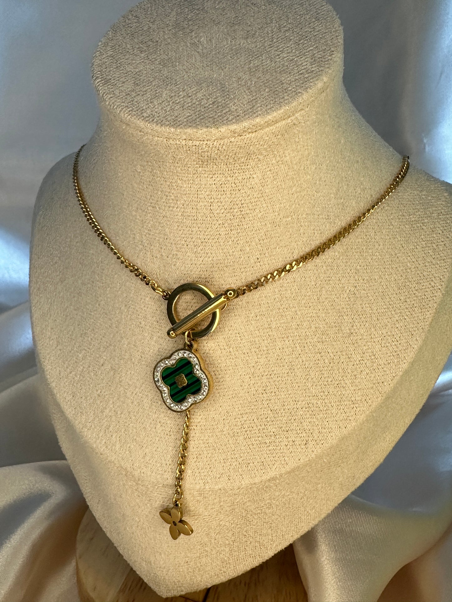 Aphra Four Leaf Clover Necklace Emerald