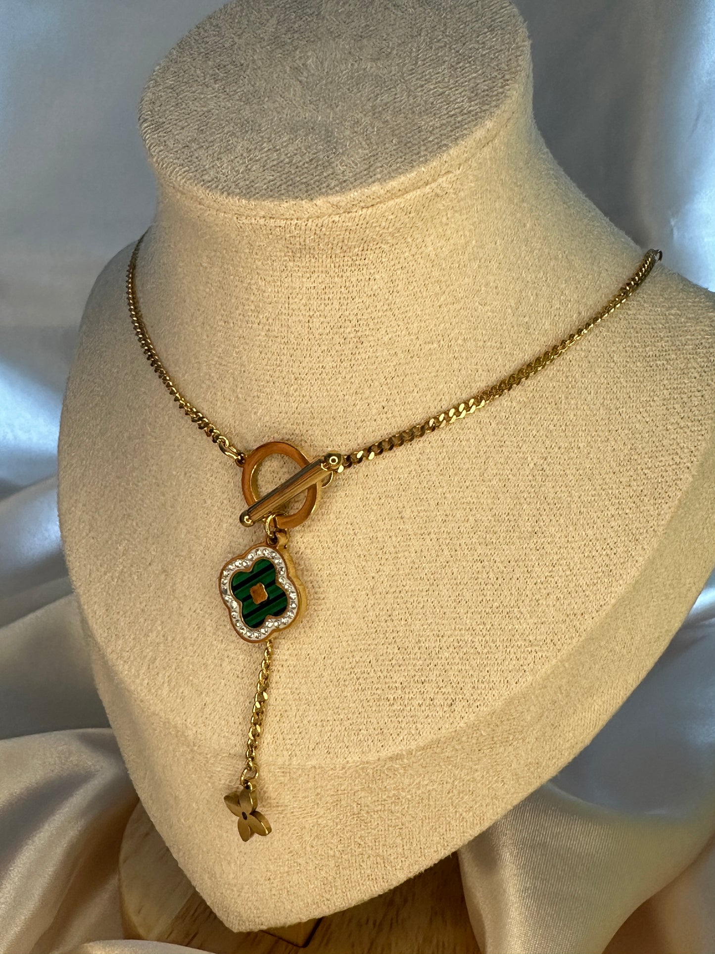 Aphra Four Leaf Clover Necklace Emerald