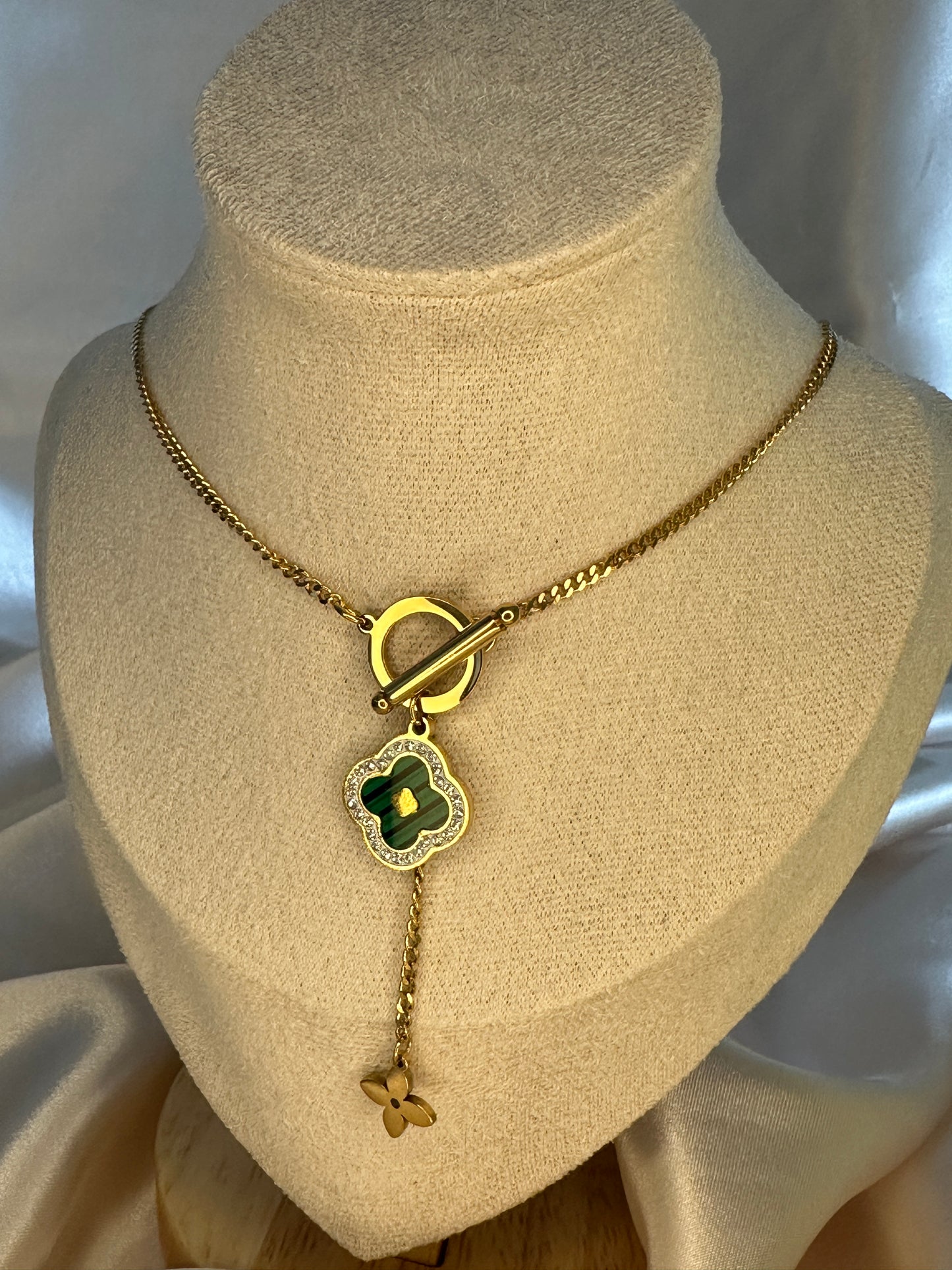 Aphra Four Leaf Clover Necklace Emerald