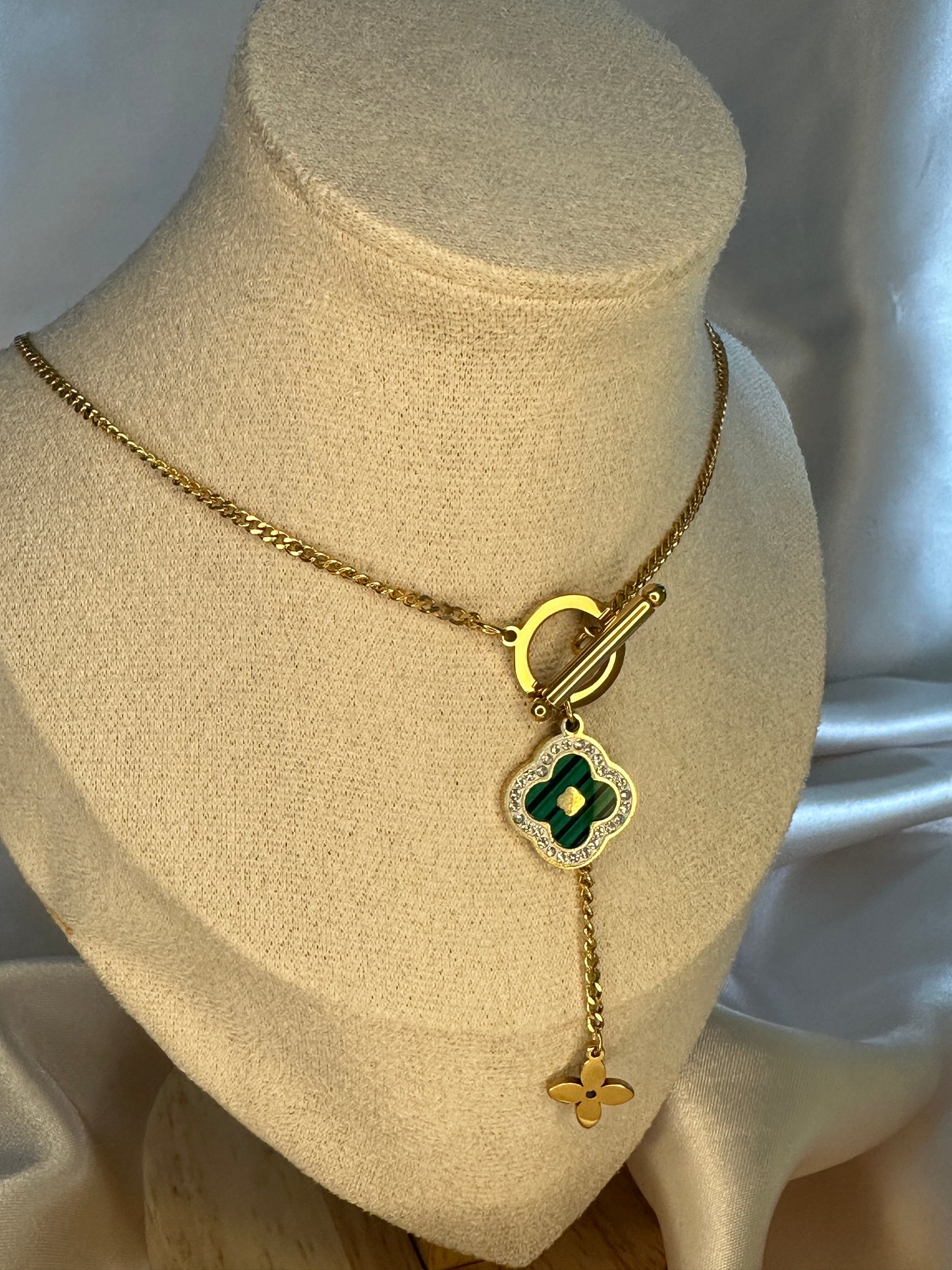 Aphra Four Leaf Clover Necklace Emerald