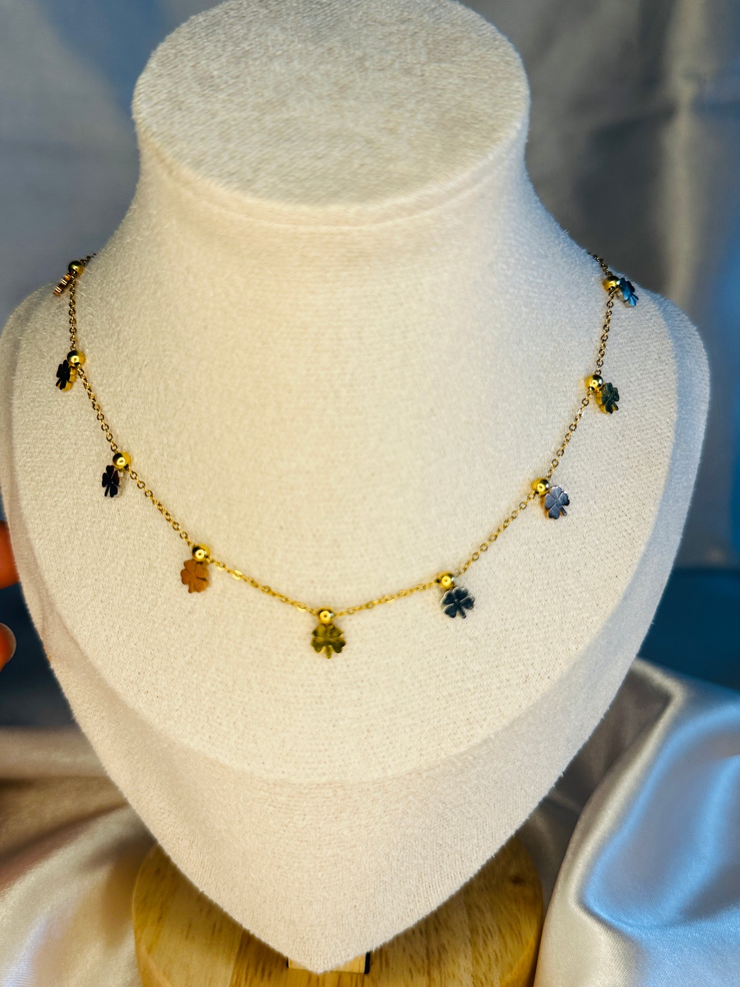 Gold-Silver-Copper Mini Clovers Pendant