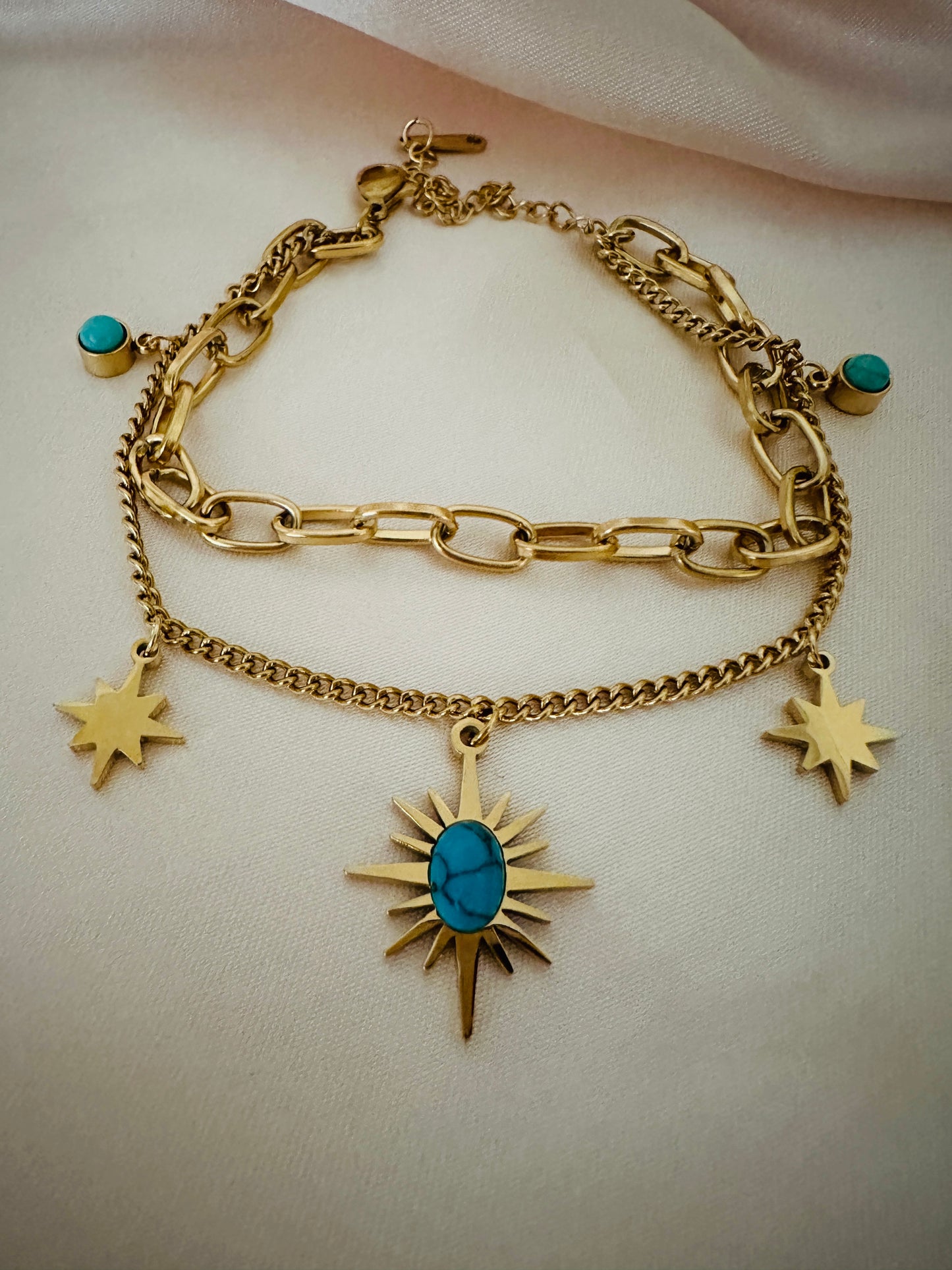 Blue North Star Gold Bracelet