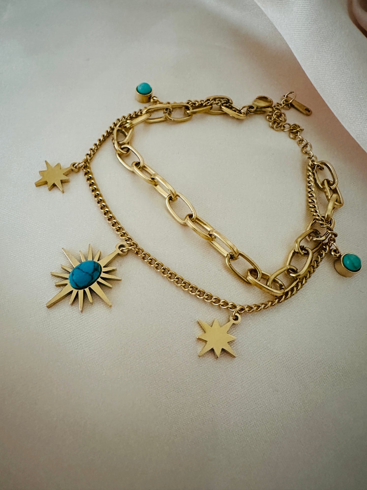 Blue North Star Gold Bracelet