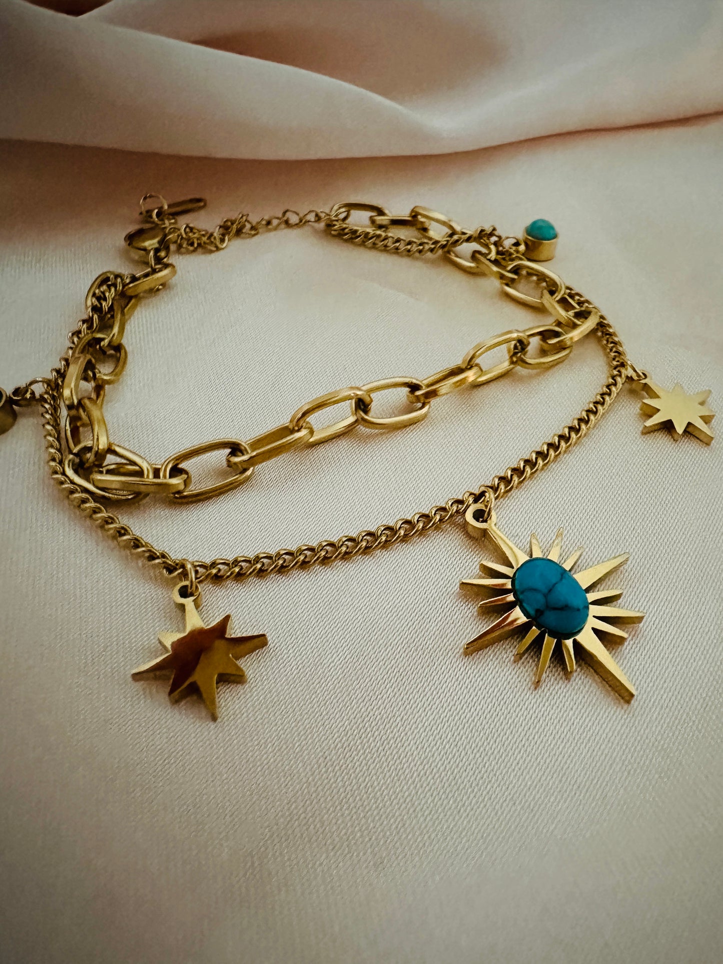 Blue North Star Gold Bracelet