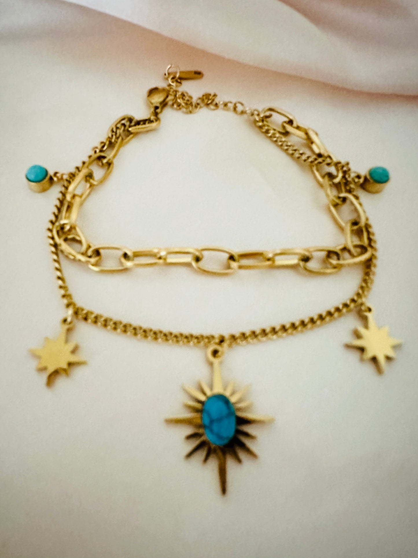 Blue North Star Gold Bracelet