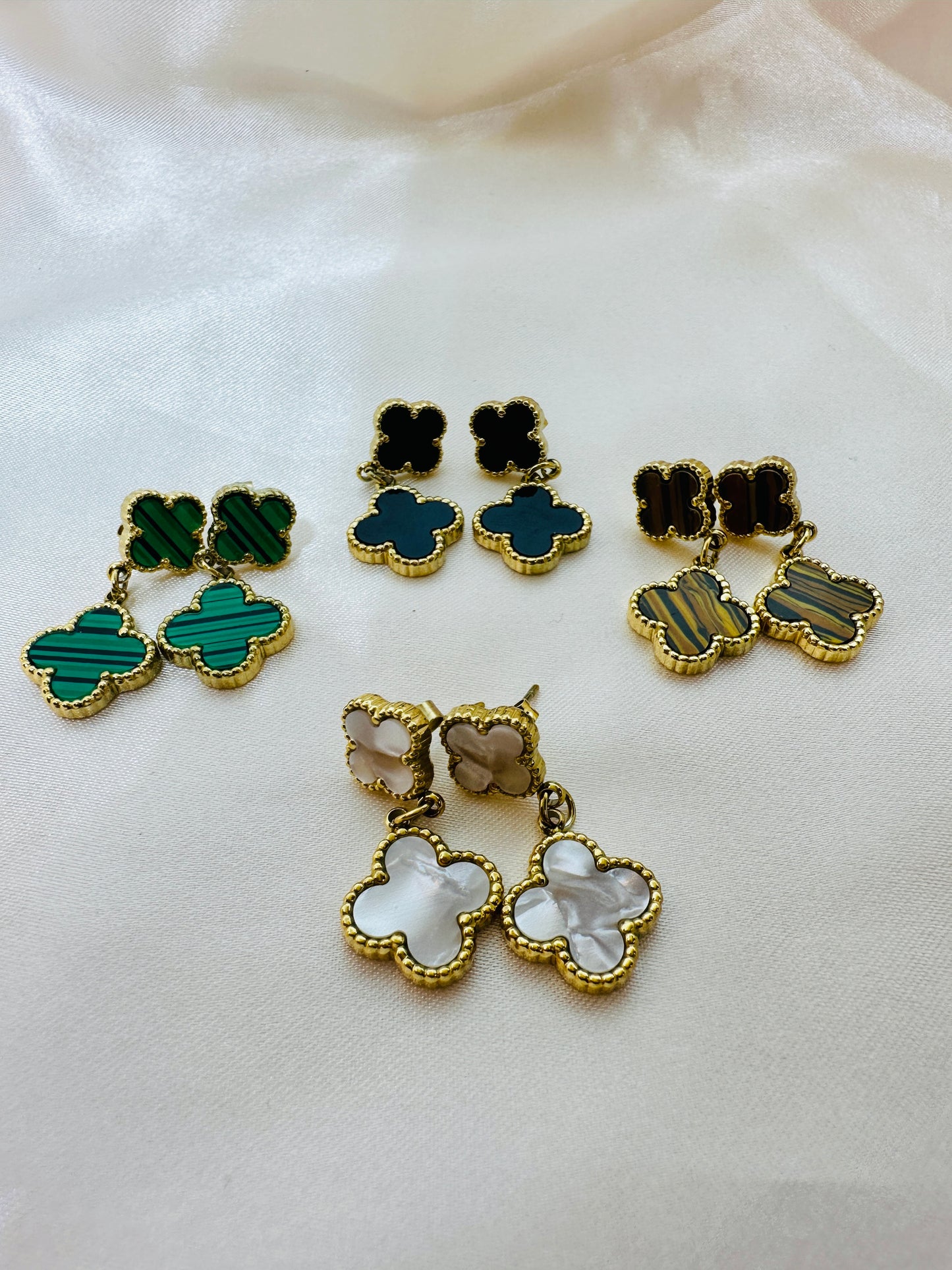 Four Leaf Clover Earrings Emerald