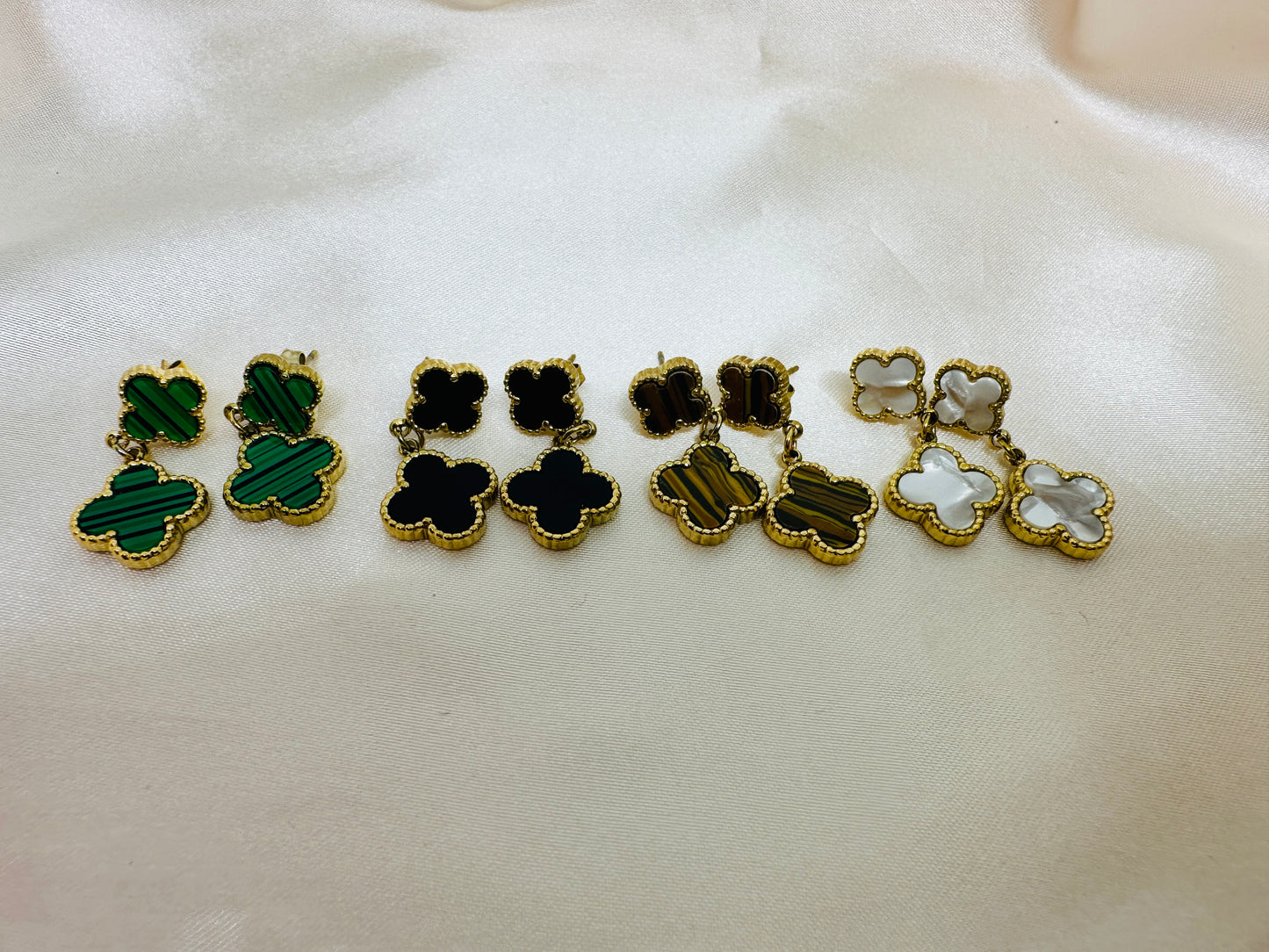 Four Leaf Clover Earrings Emerald