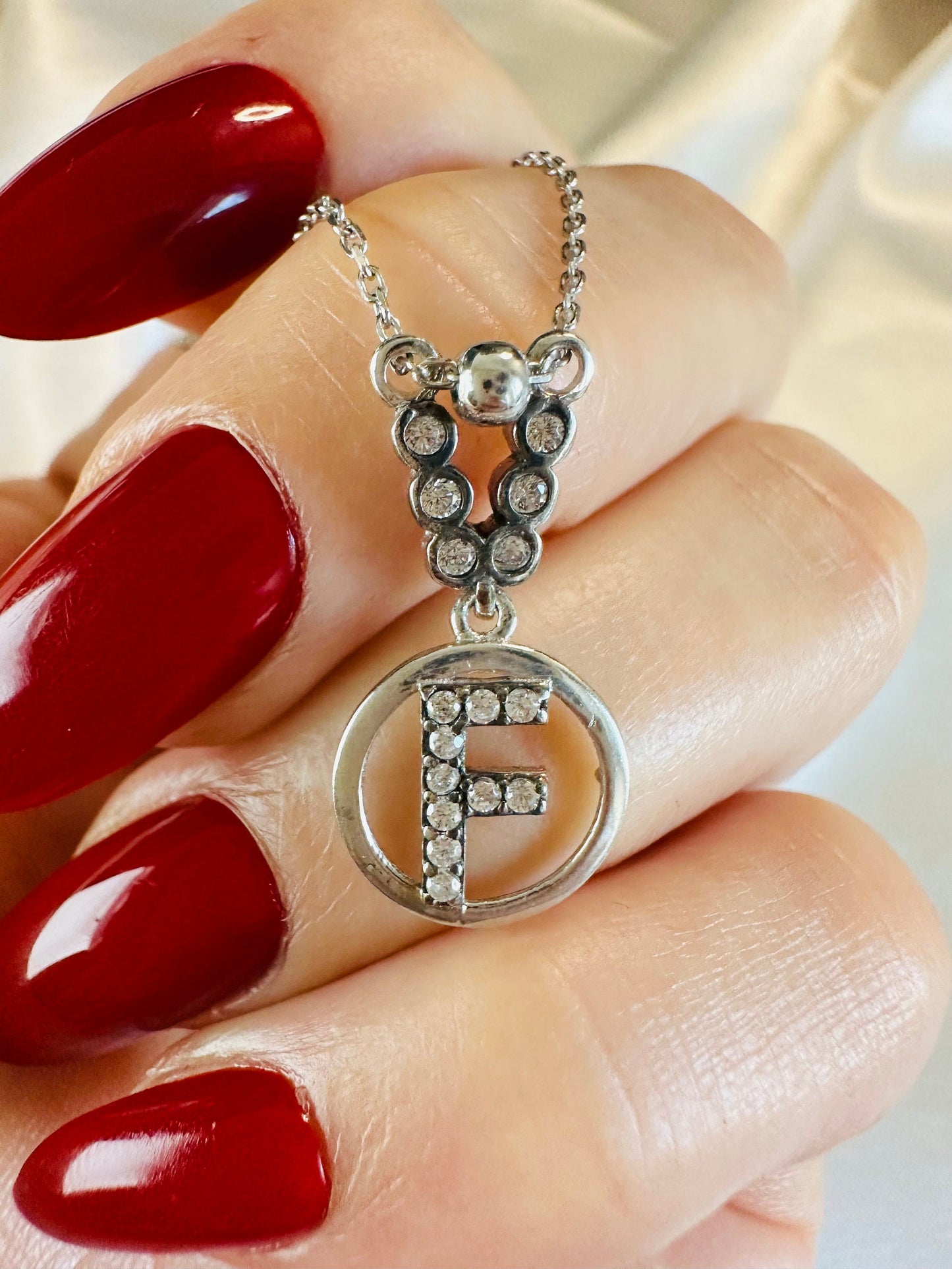 Sterling Silver E Initial Necklace - Custom Zircon Letter Pendant