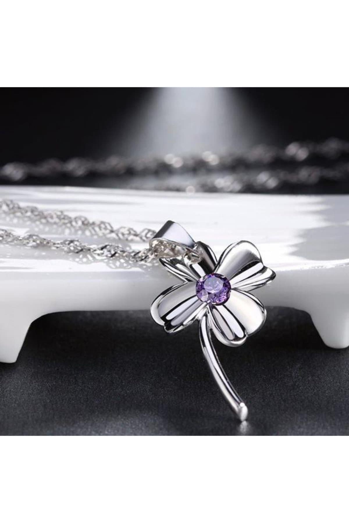 Amethyst Floral Pendant - Sterling Silver Nature Necklace-February Birthstone Jewelry Gift