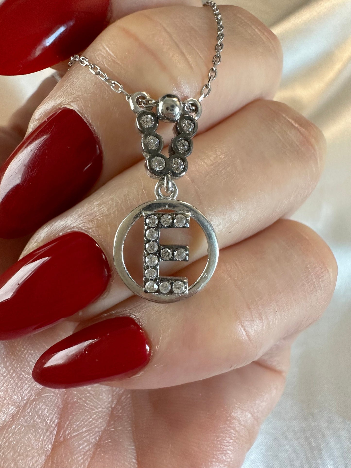 Sterling Silver Initial Necklace: Personalized Zircon Letter Pendant