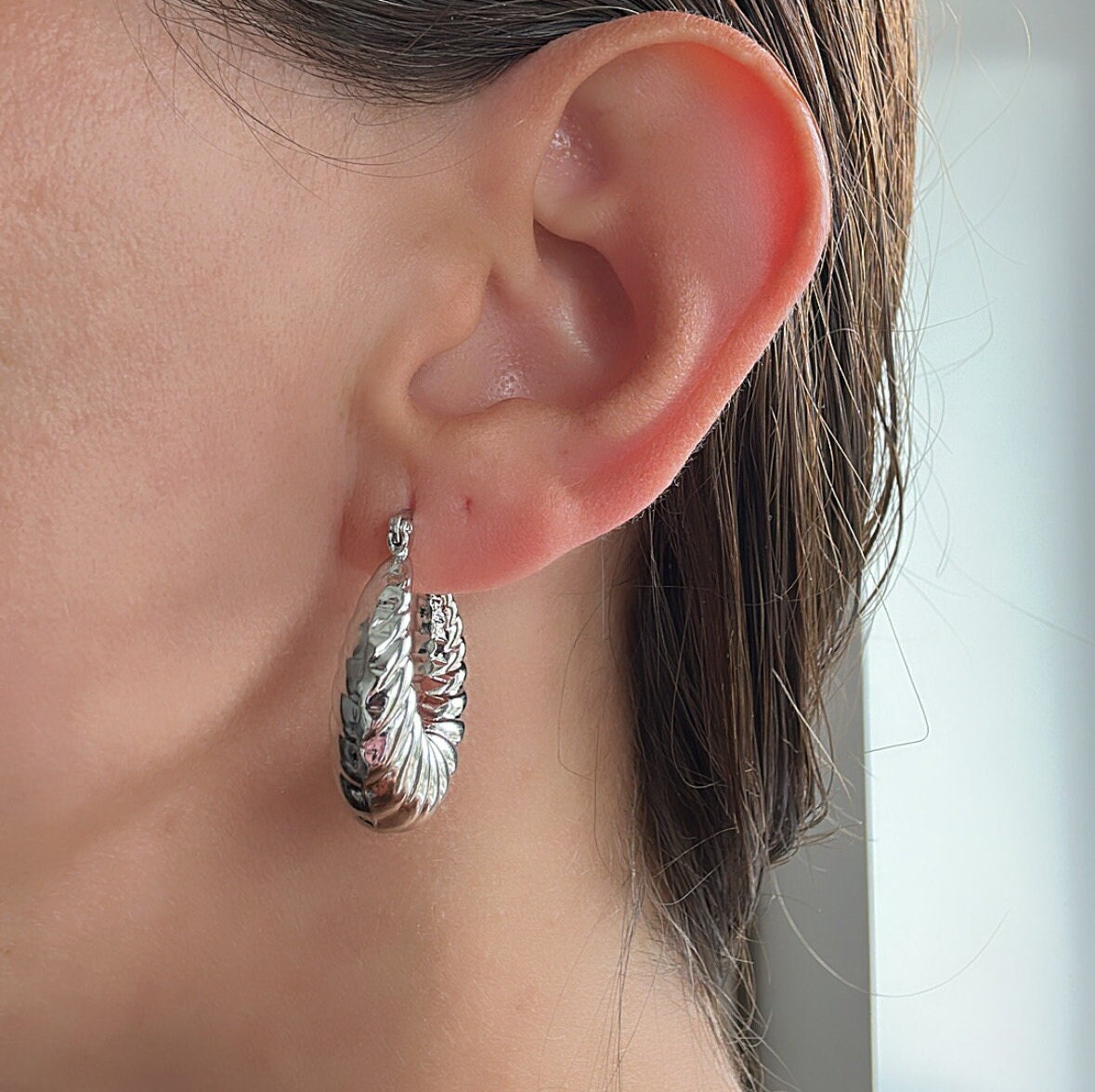 Silver Hoop Earrings: Upcycled Brass Twist Hoops