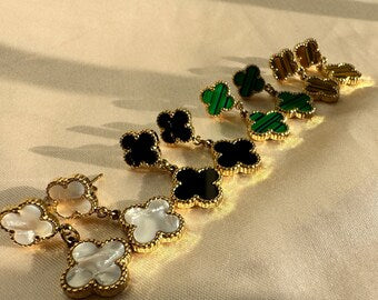 Four Leaf Clover Earrings Emerald