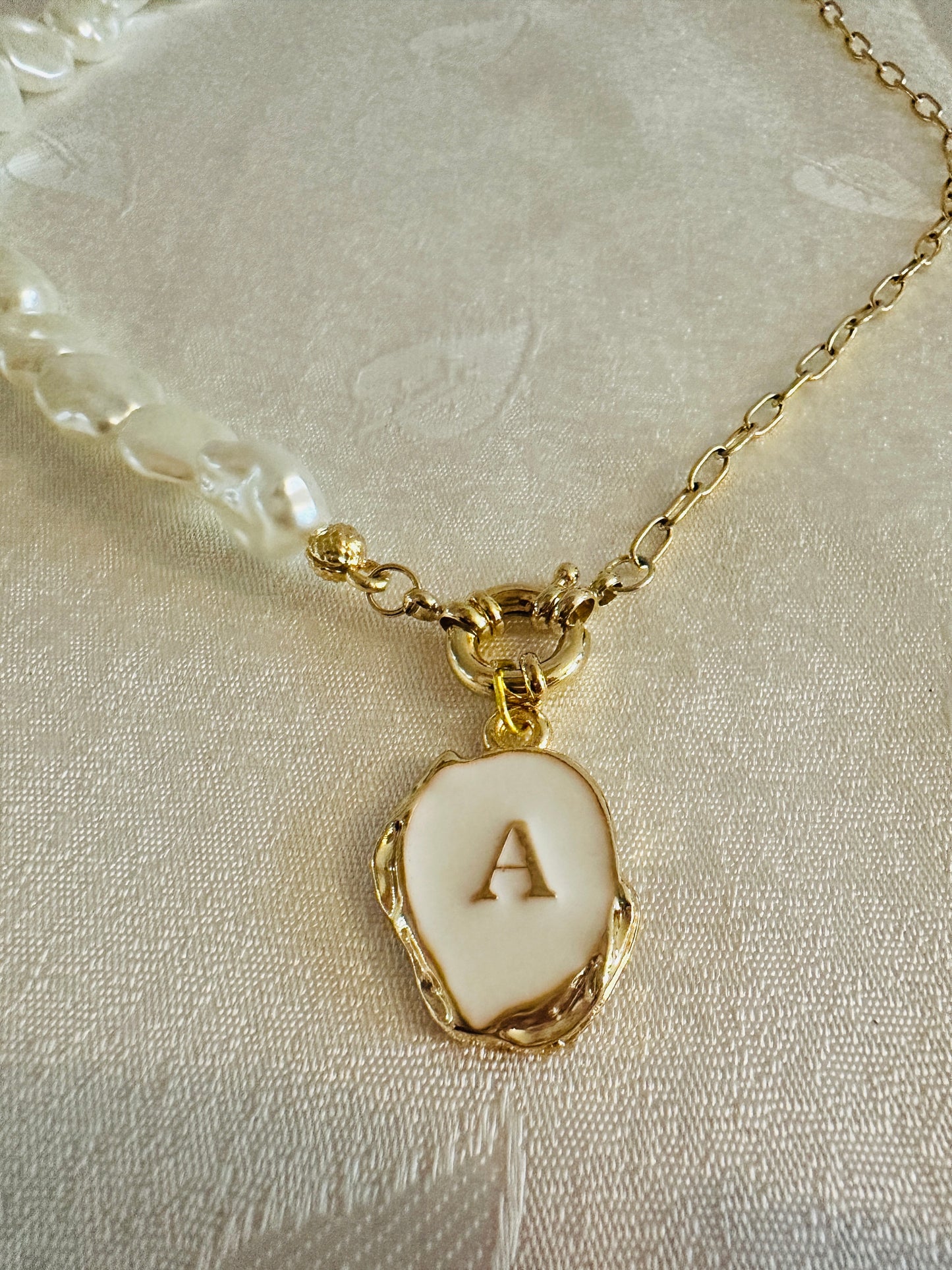 Agora Pearl A Letter Necklace