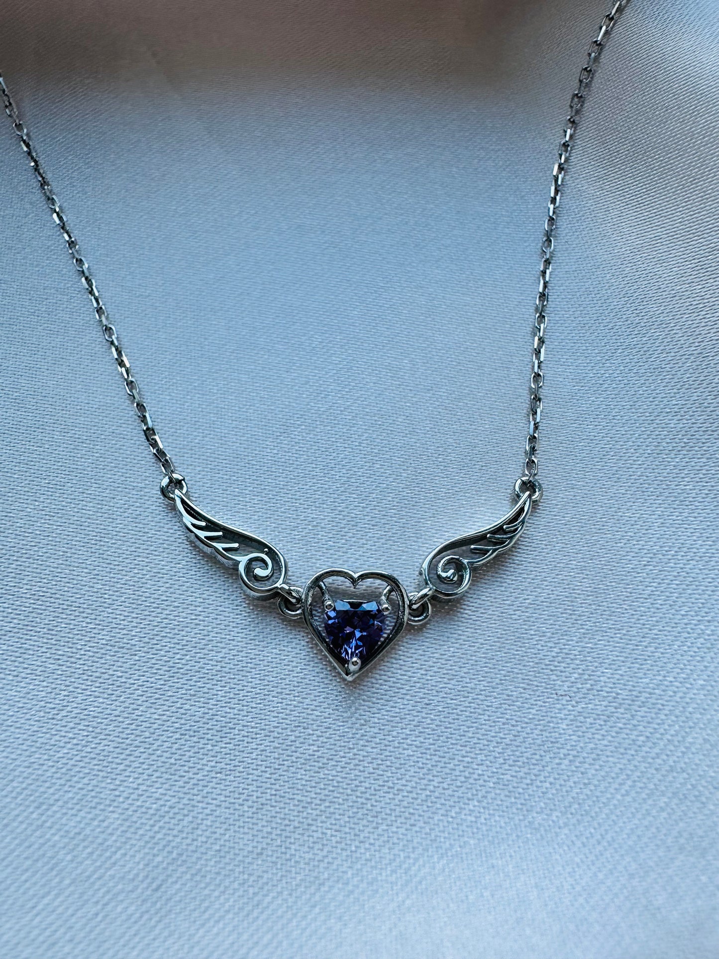 Amy Amethyst Angel Wing Heart Necklace