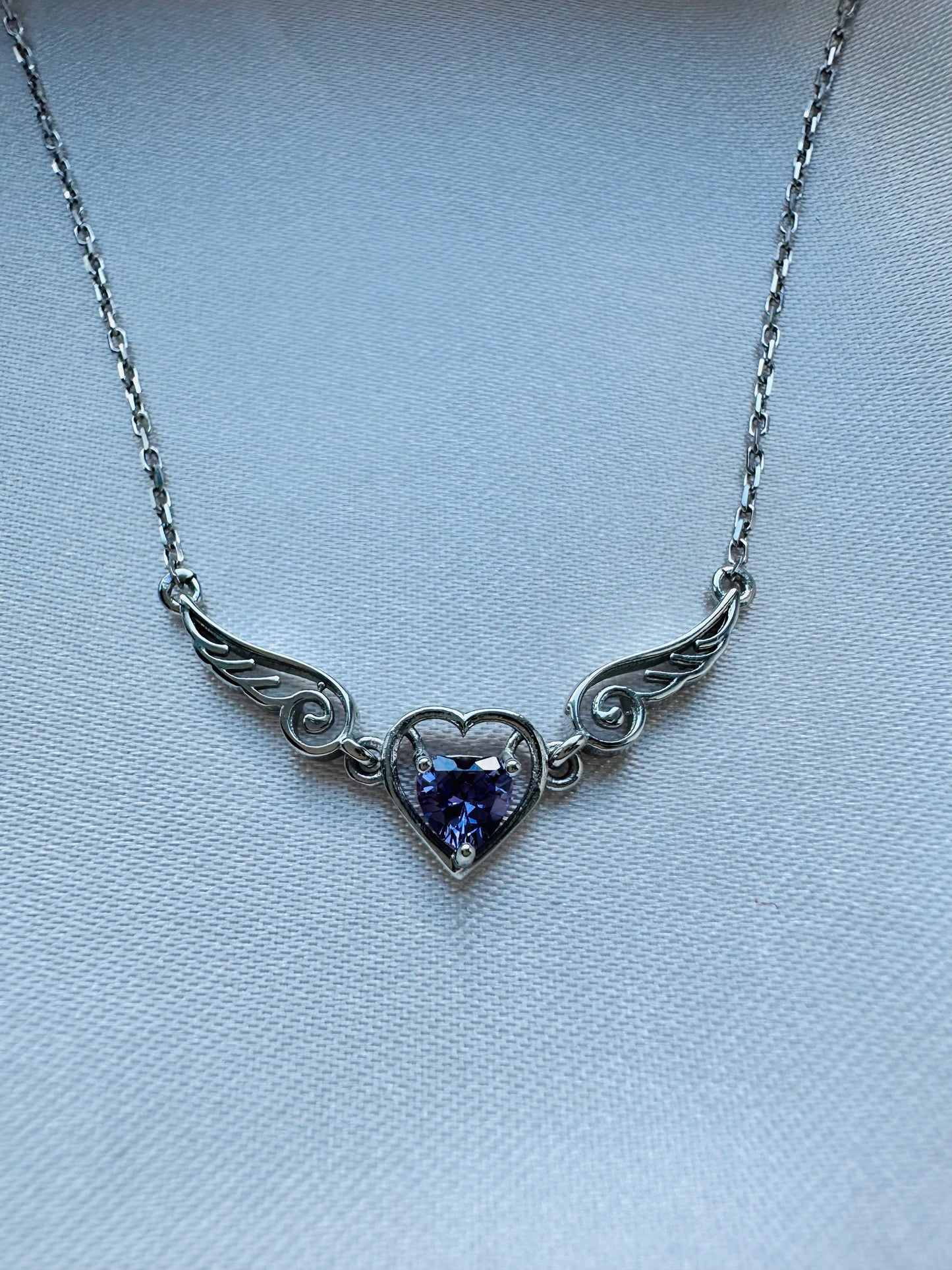 Amy Amethyst Angel Wing Heart Necklace