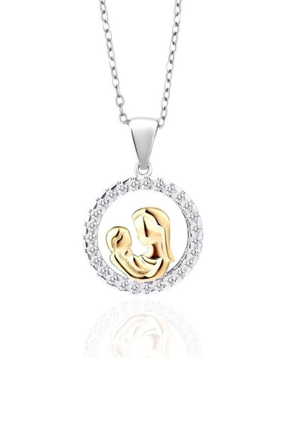 Mom and Baby Silver Necklace