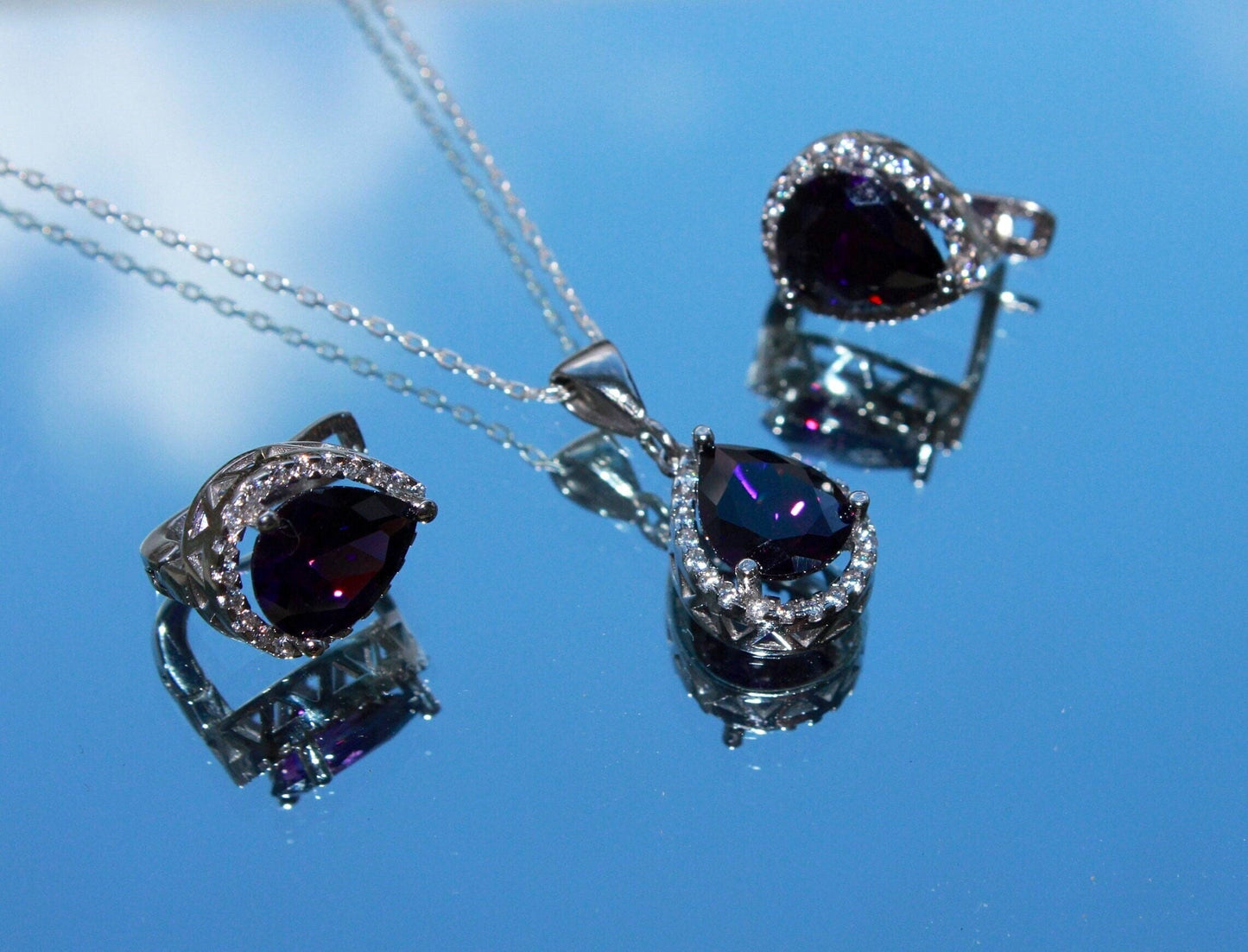 Emily Amethyst Necklace and Earring Set