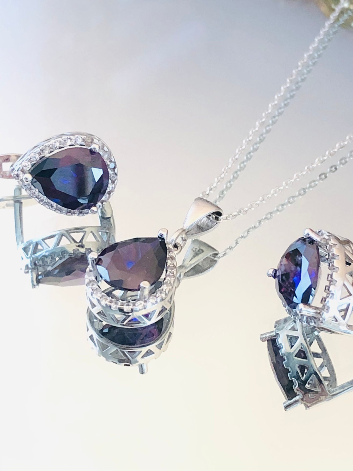 Emily Amethyst Necklace and Earring Set