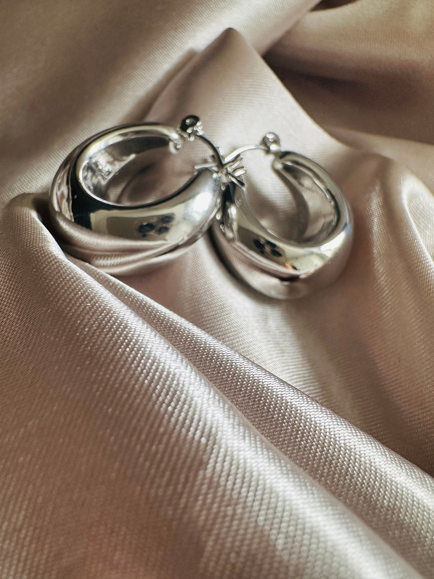 Silver Thick Hoop Earrings: Upcycled Brass, 2.5cm