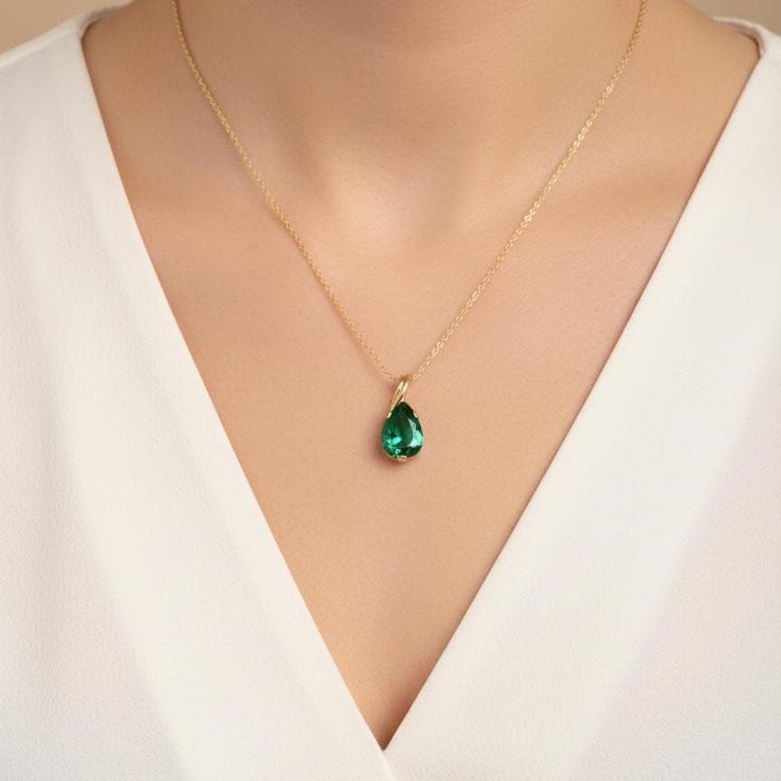Gold Vermeil Amethyst Teardrop Necklace - February Birthstone Pendant - Dainty Jewelry