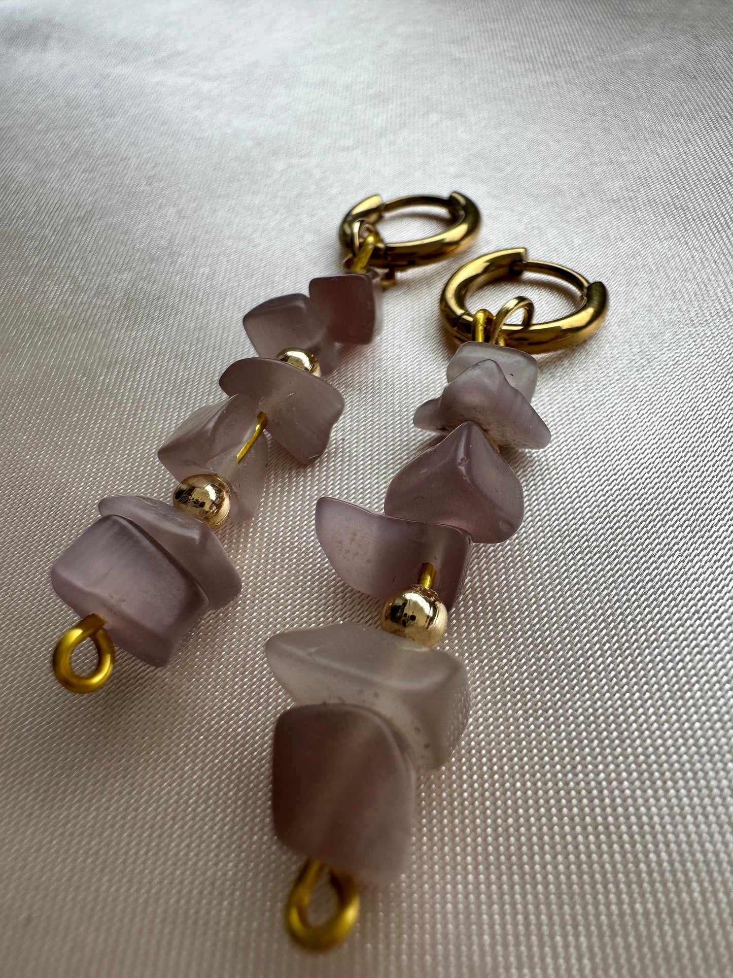 Morganite Gemstone Earrings: Gold Hoops