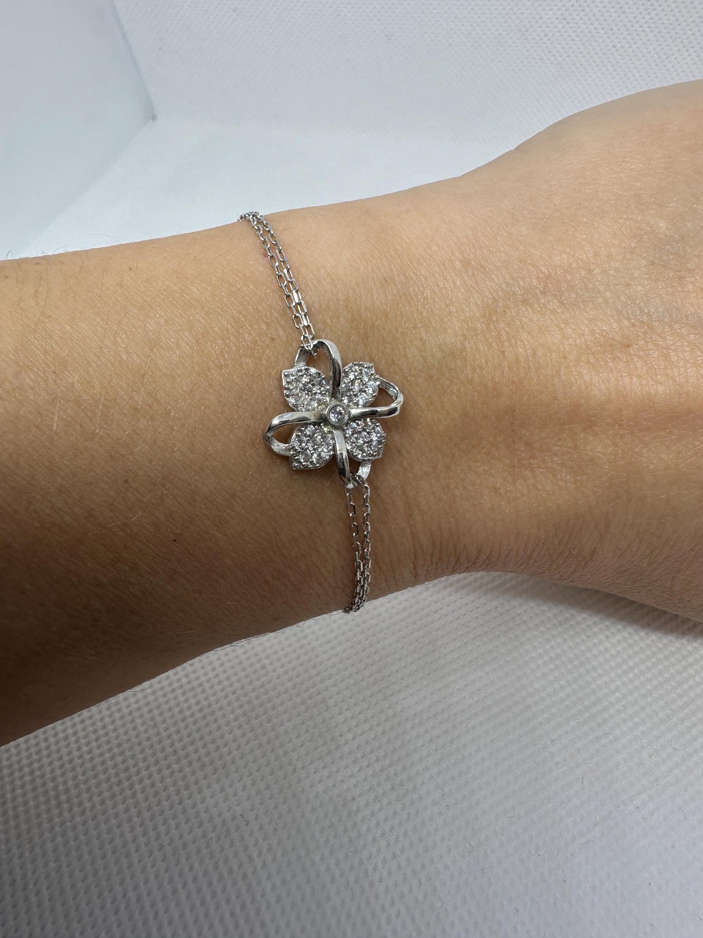 Sterling Silver Clover Bracelet -