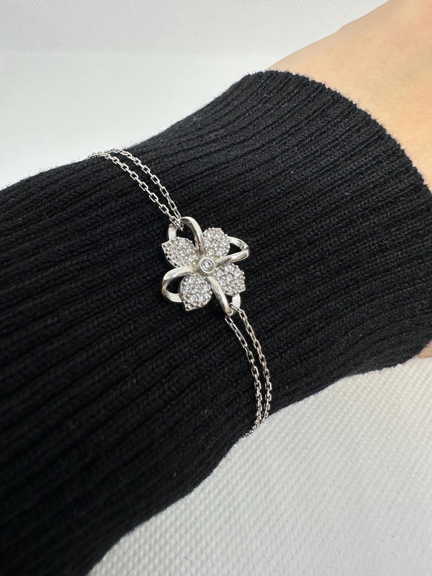 Sterling Silver Clover Bracelet