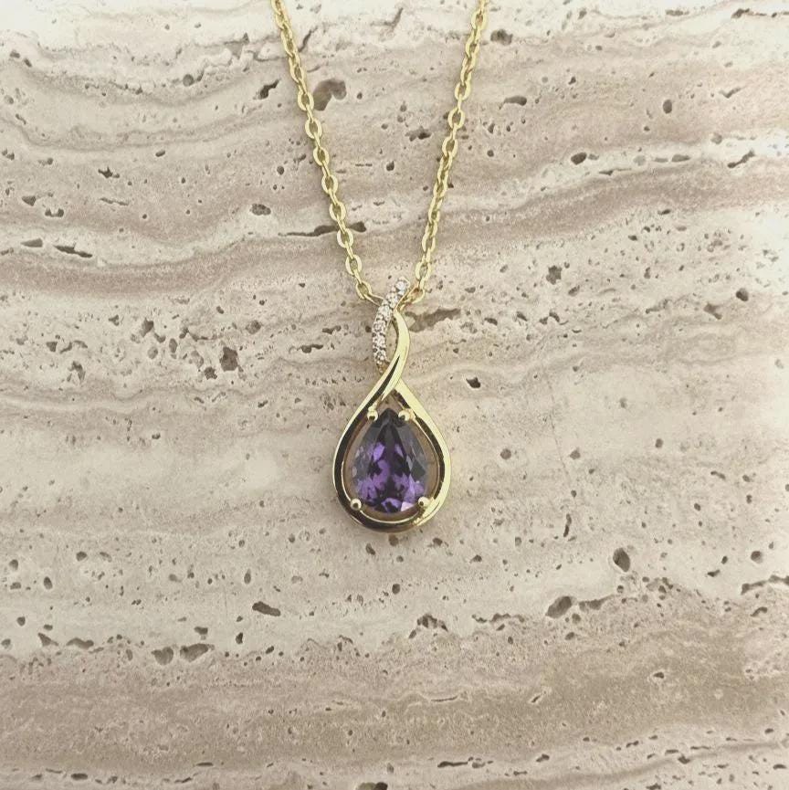 Amethyst Infinity Necklace -February Birthstone Pendant - Gift For Her