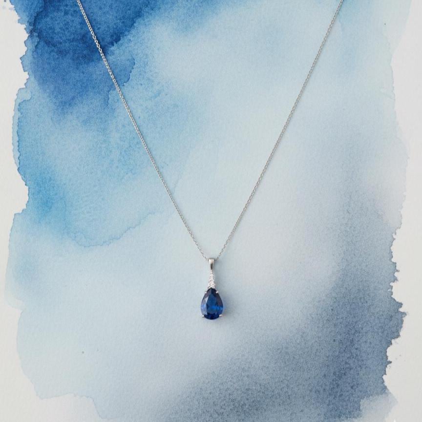 Sapphire Necklace in Sterling Silver- September Birthstone Jewelry