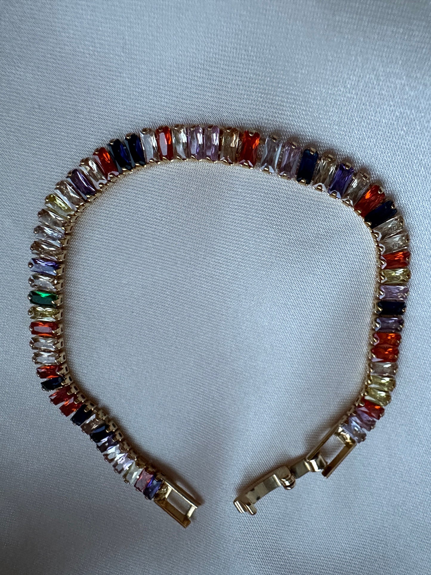 Gold Rainbow Zircon Tennis Bracelet - 18Ct PVD Plated
