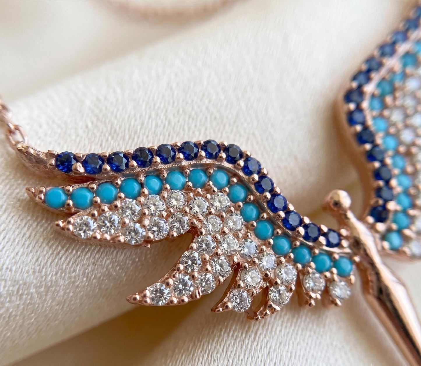 Rose Gold Vermeil Archangel Wings Necklace - Gift For Her