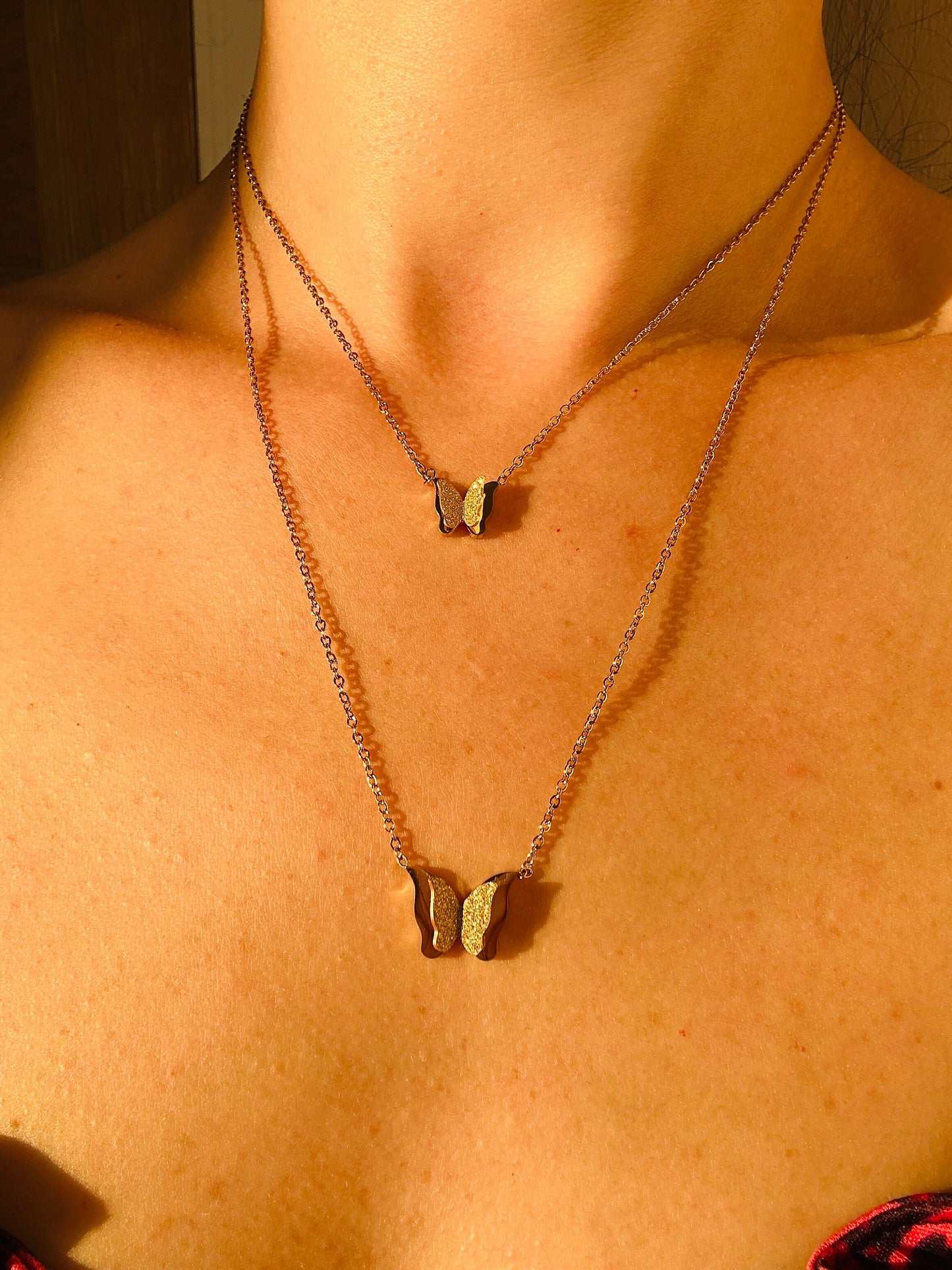 Gold Butterfly Necklace: 18K Steel Pendant, Anti-Tarnish