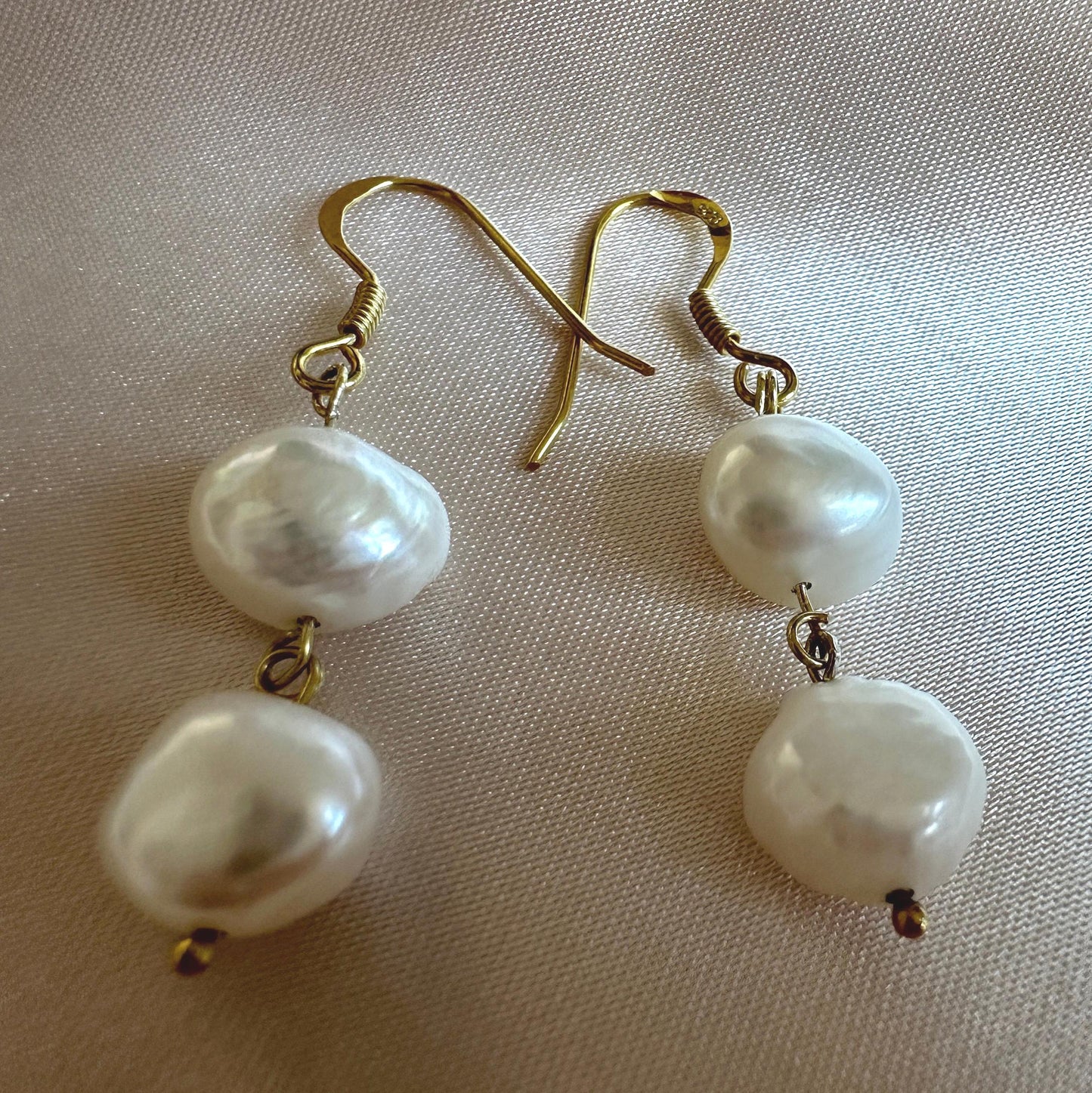 Gold Vermeil White Pearl Dangle Earrings - Elegant Jewelry Gift