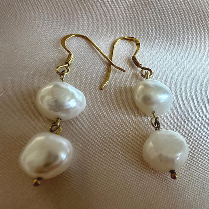Gold Vermeil White Pearl Dangle Earrings - Elegant Jewelry Gift