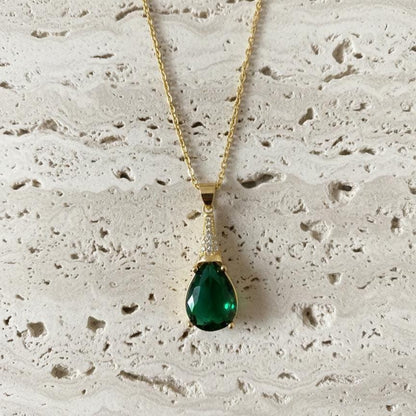 Emerald Gold Vermeil Necklace  - May Birthstone Jewelry