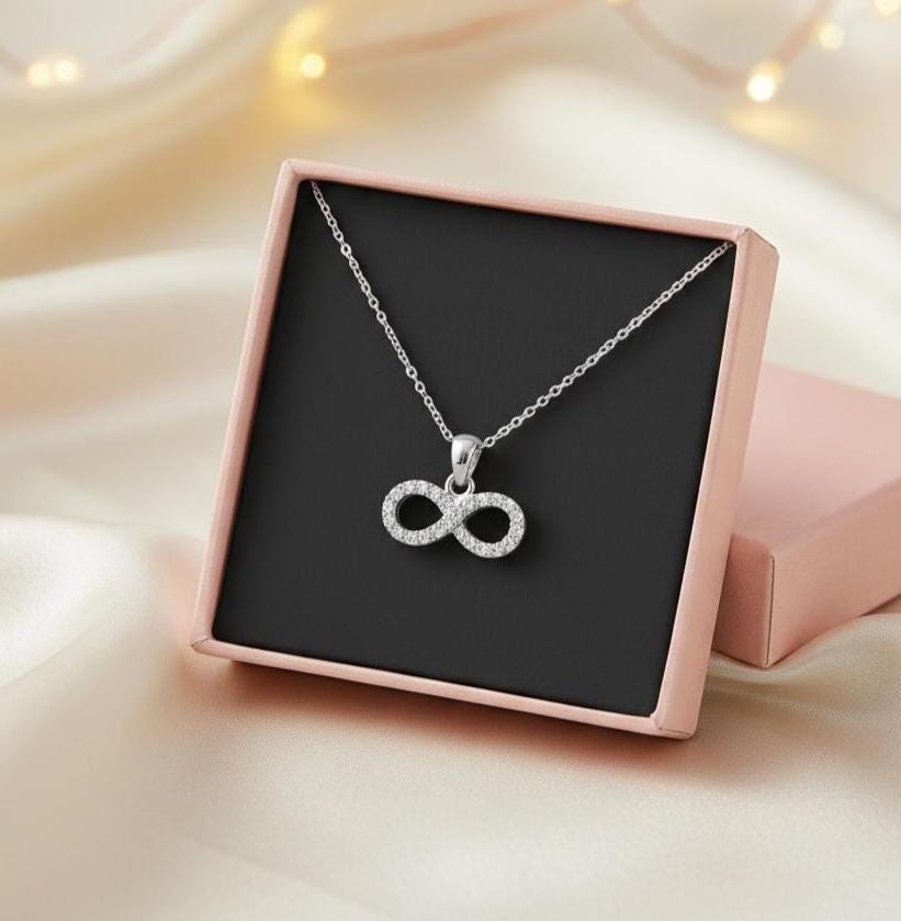 Infinity Zircon Sterling Silver Necklace -
