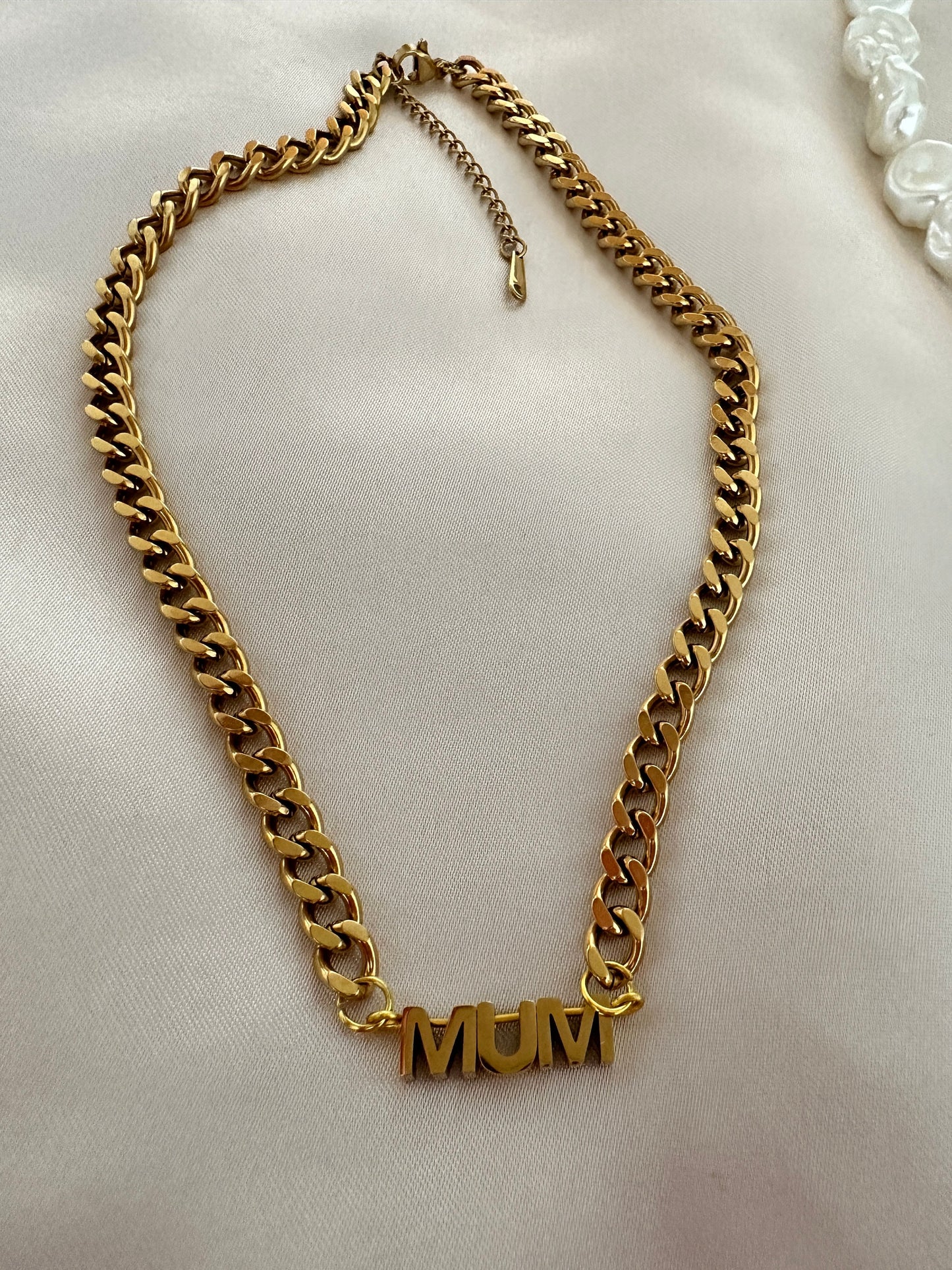 Personalized Gold Initial Necklace - Curb Chain