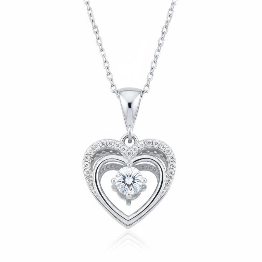 Dainty Sterling Silver Heart Necklace - Open Heart Pendant Jewelry