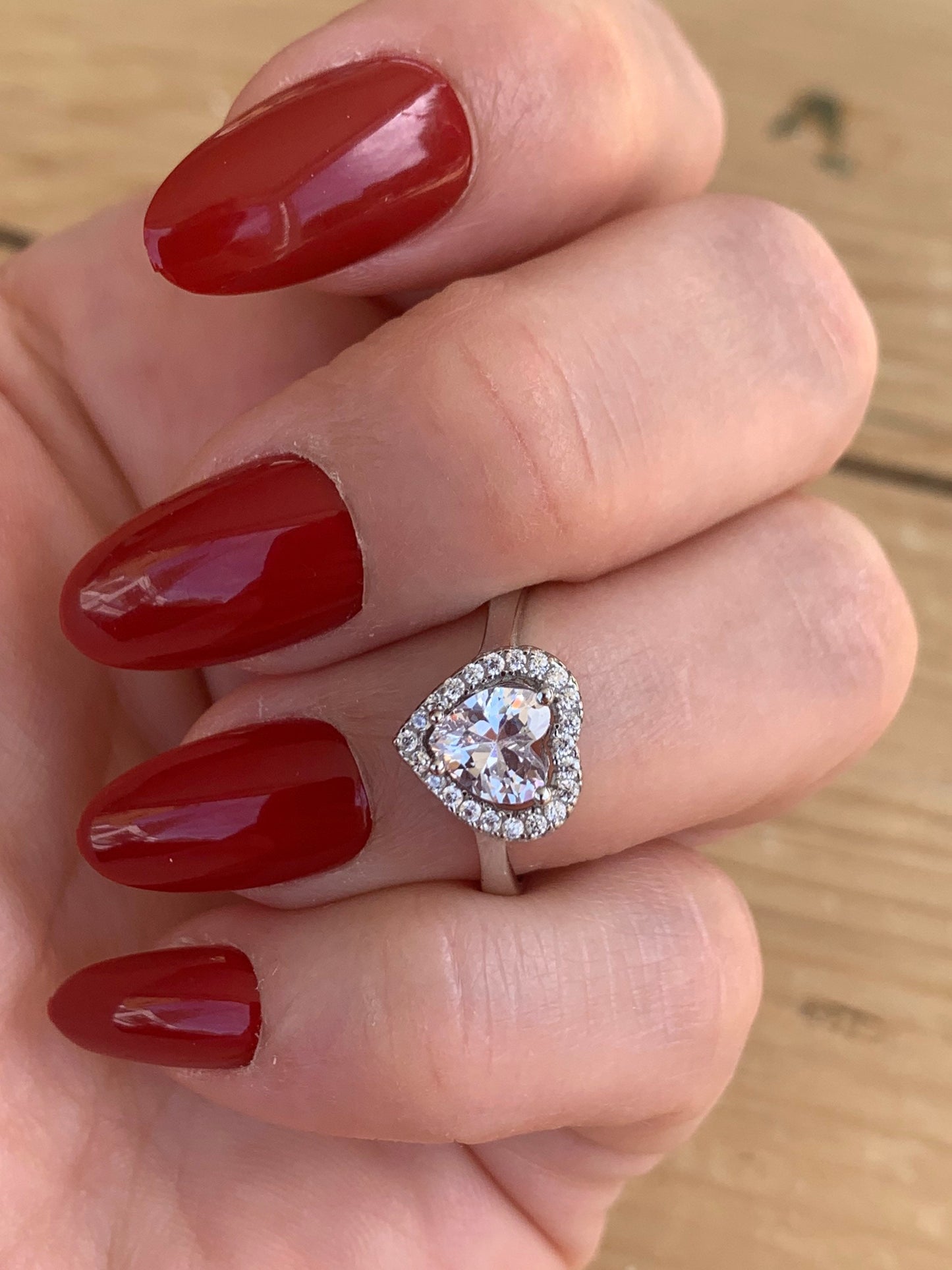925 Sterling Silver Heart Zircon Promise Ring - Adjustable & Lovely Gift for Her