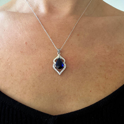 Royal Blue Sapphire Pendant in Sterling Silver - September Birthstone Necklace